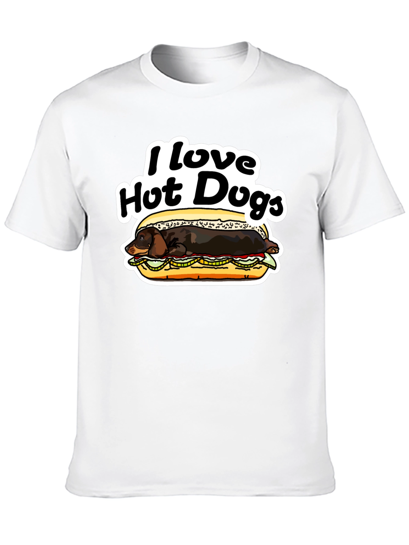 Black I Love Hot Dogs T-Shirt Dachshund Humor Tee view 10