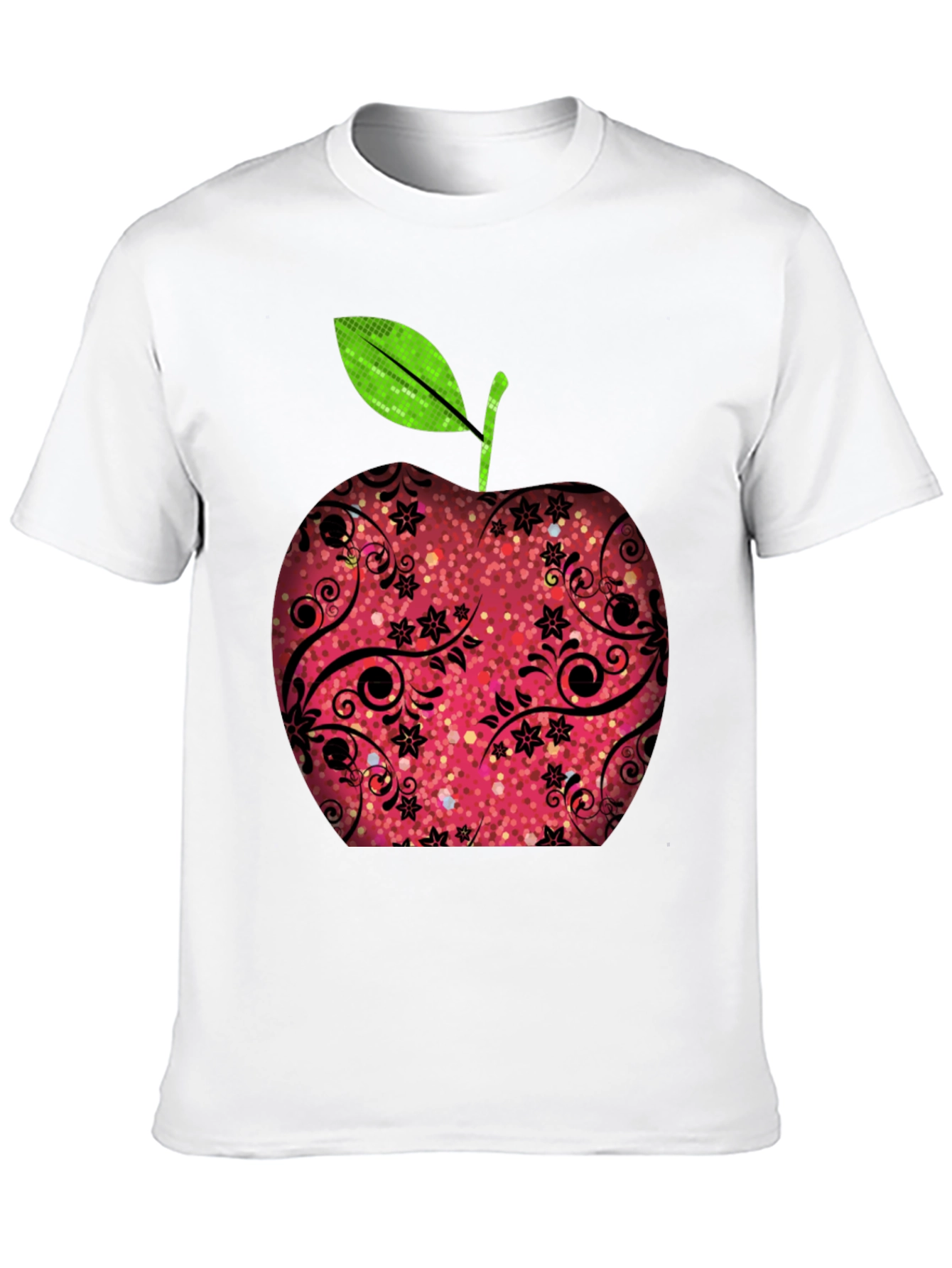 Black Apple Graphic Print Black T-Shirt view 10