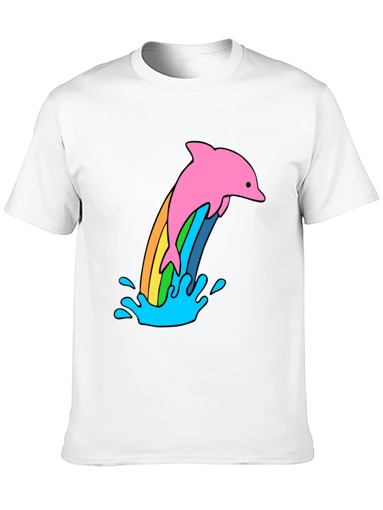 Black Rainbow Dolphin Black T-Shirt view 10