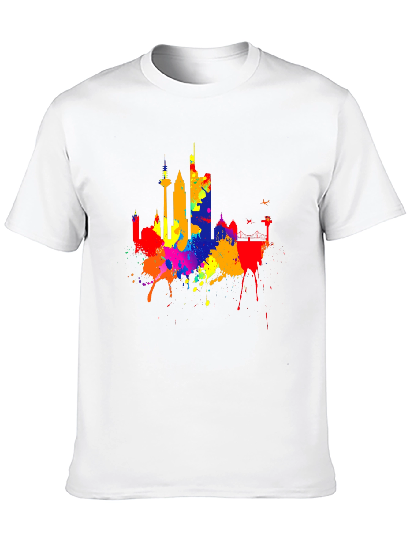 Black Vibrant Skyline Splash Black T-Shirt view 10