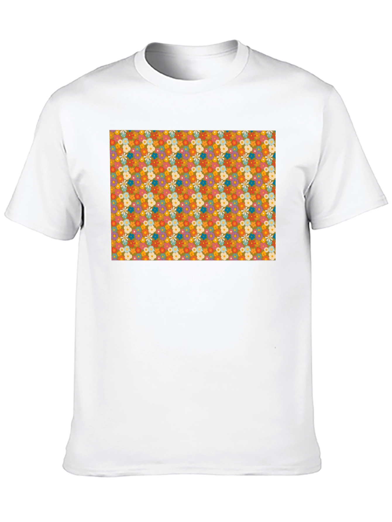 Black Retro Floral Print Black T-Shirt view 10