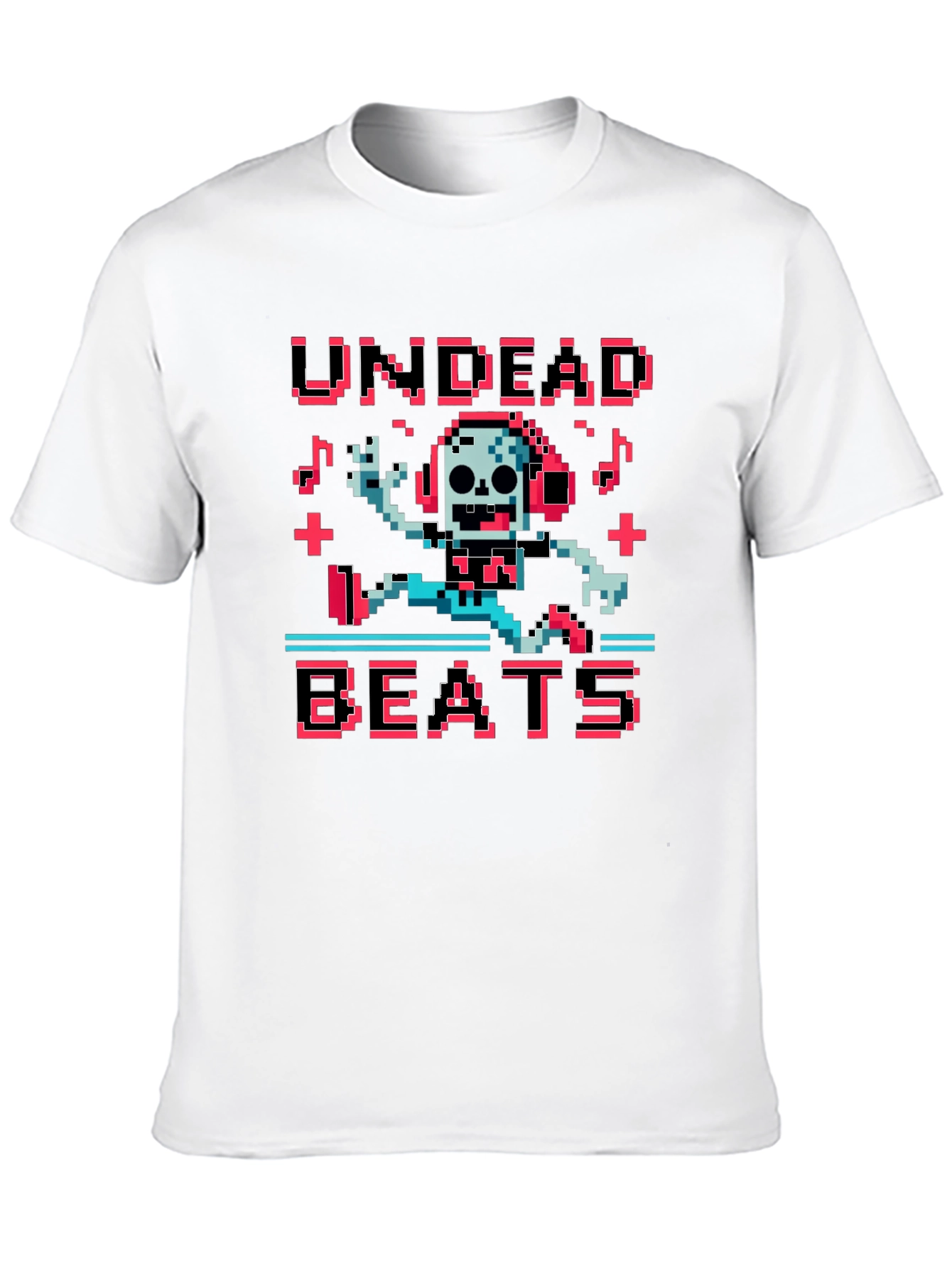 Black Undead Beats Pixel Art Graphic T-Shirt view 10