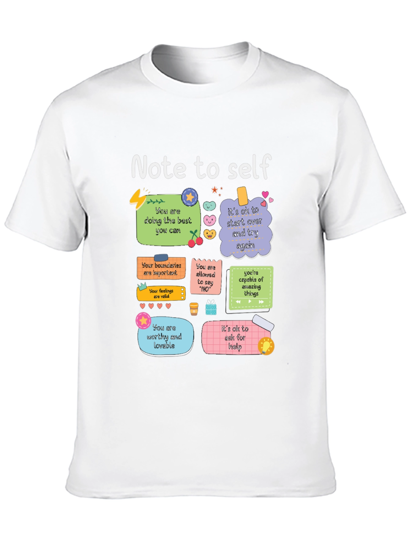 Black Note to Self Graphic T-Shirt, Positive Affirmations Tee view 10