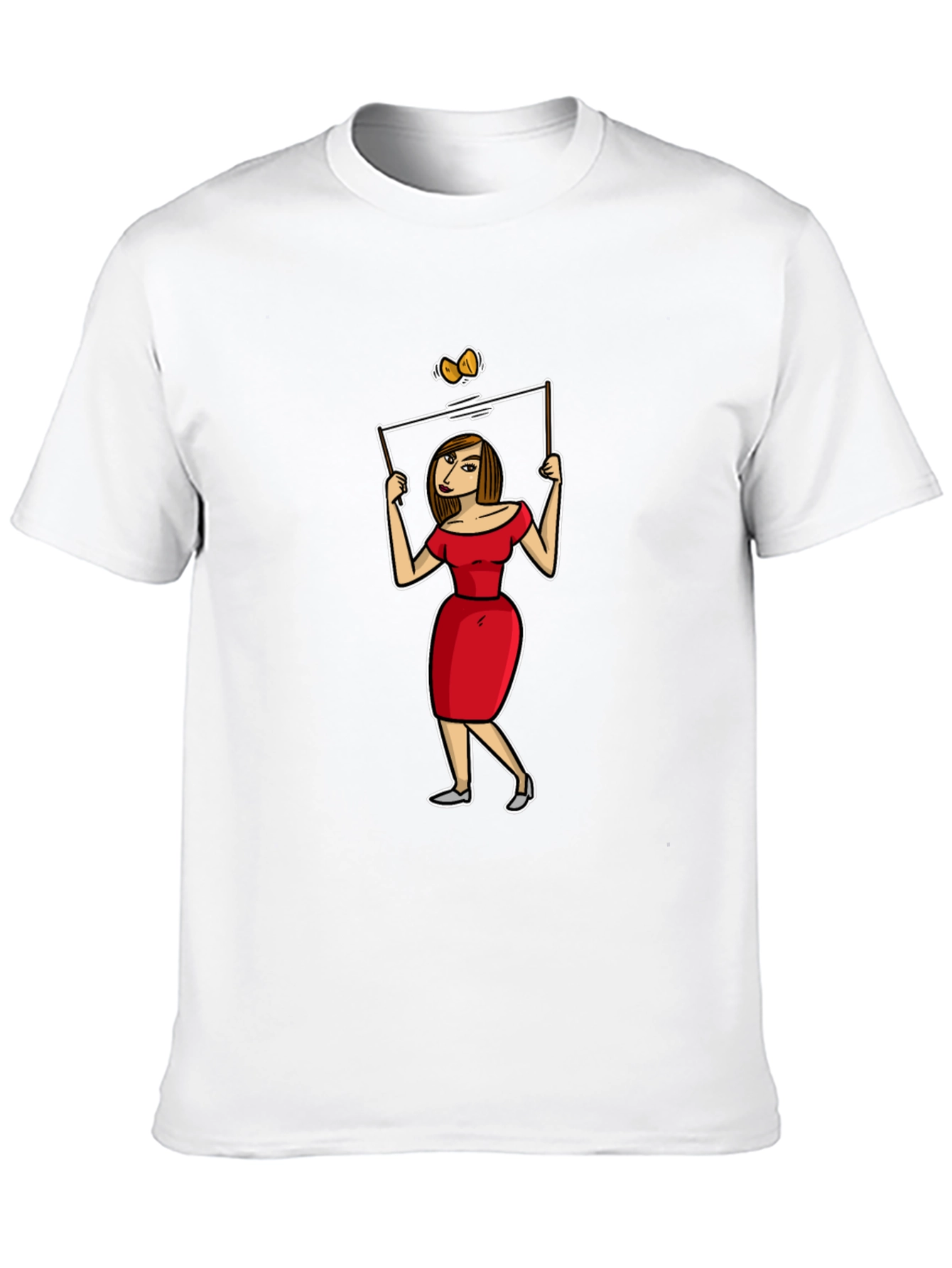 Black Cartoon Woman T-Shirt - Quirky Graphic Tee view 10