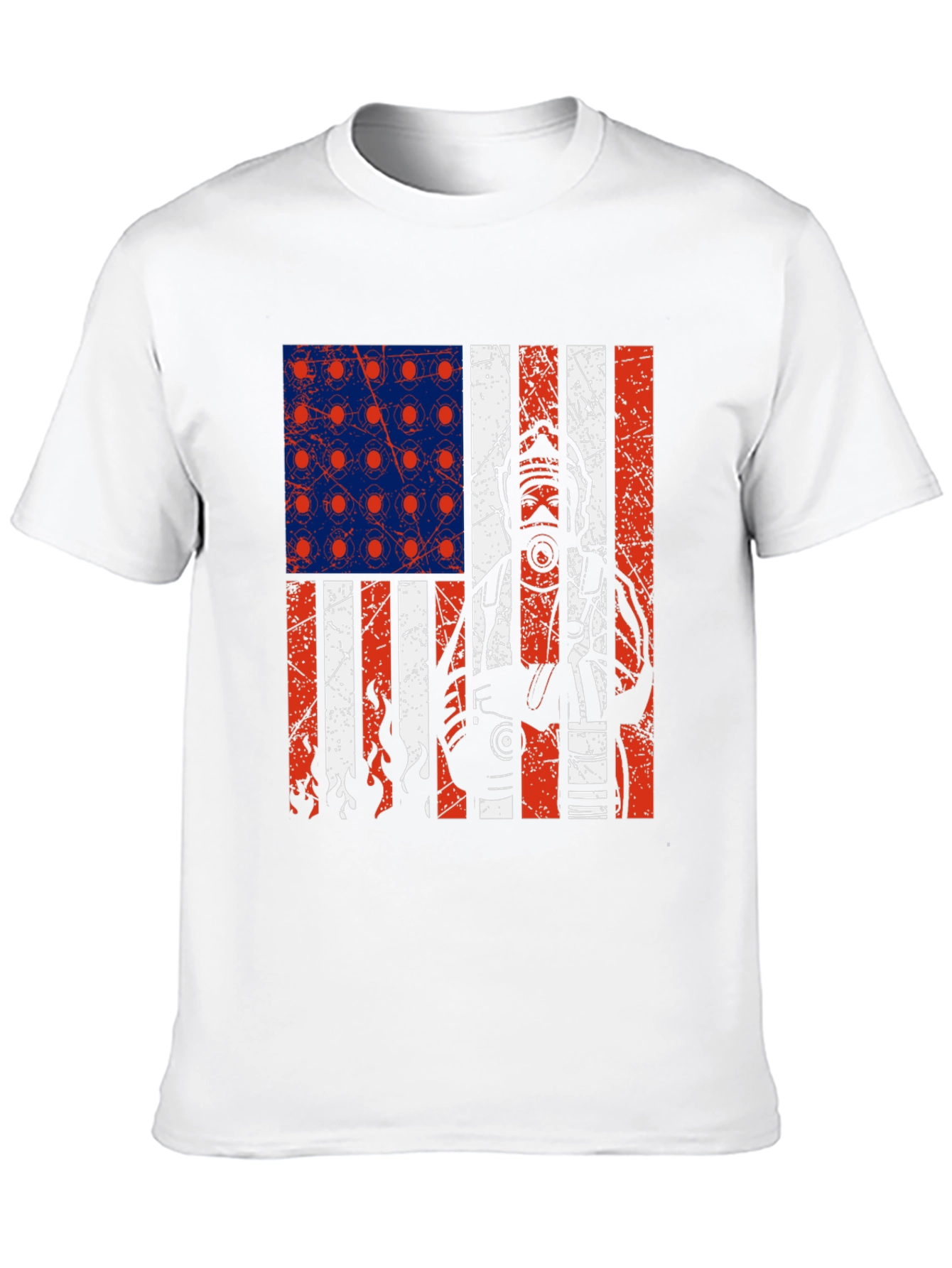 Black Firefighter American Flag Graphic T-Shirt view 10