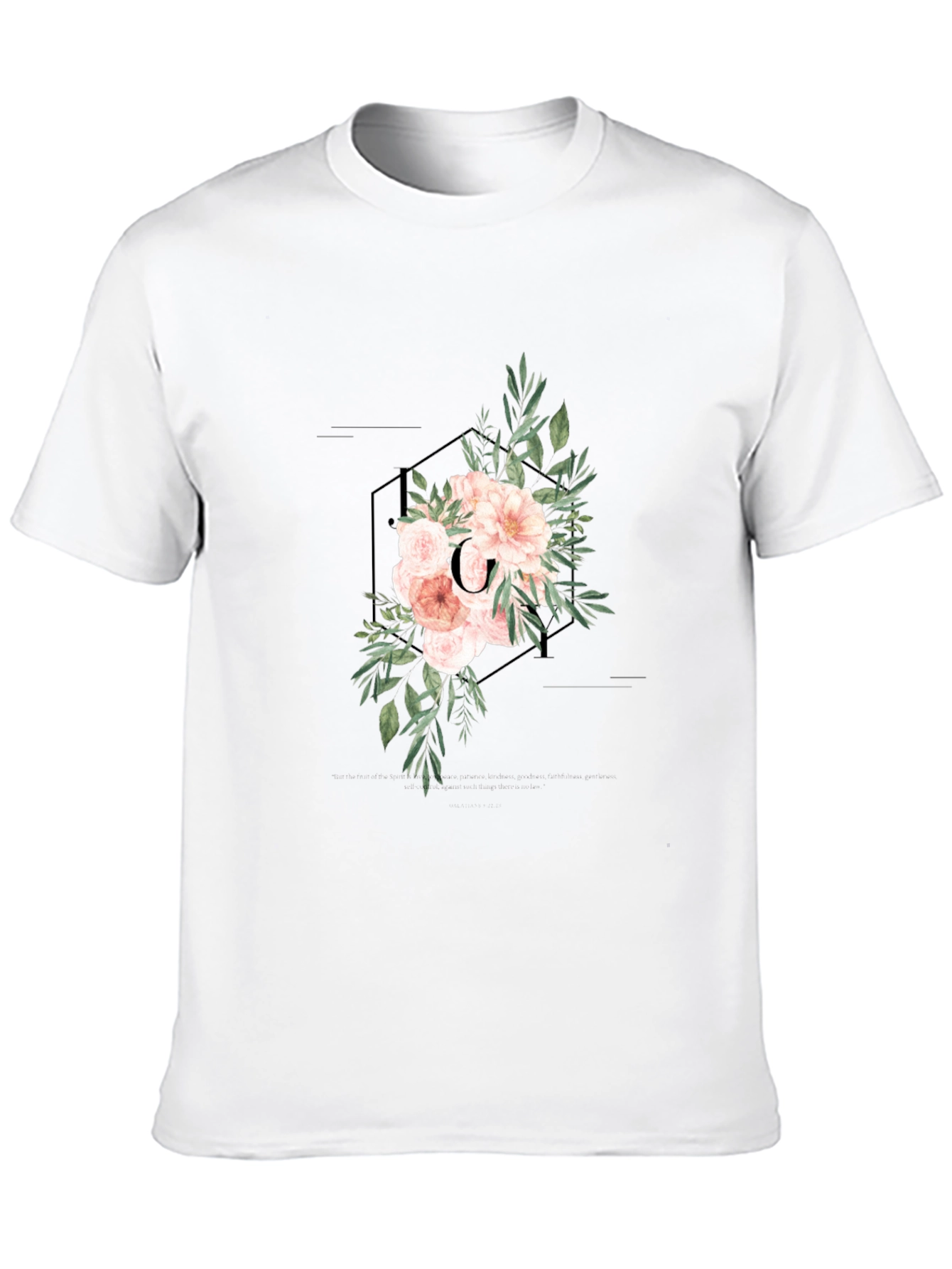 Black Floral Initial C Black T-Shirt view 10