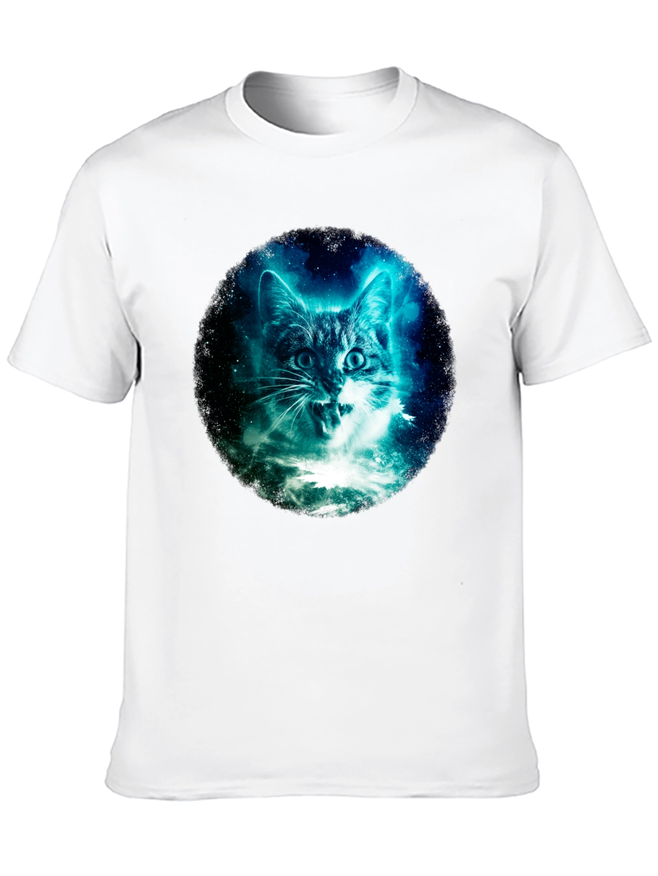 Black Galaxy Cat Graphic Tee - Black Cotton T-Shirt view 10