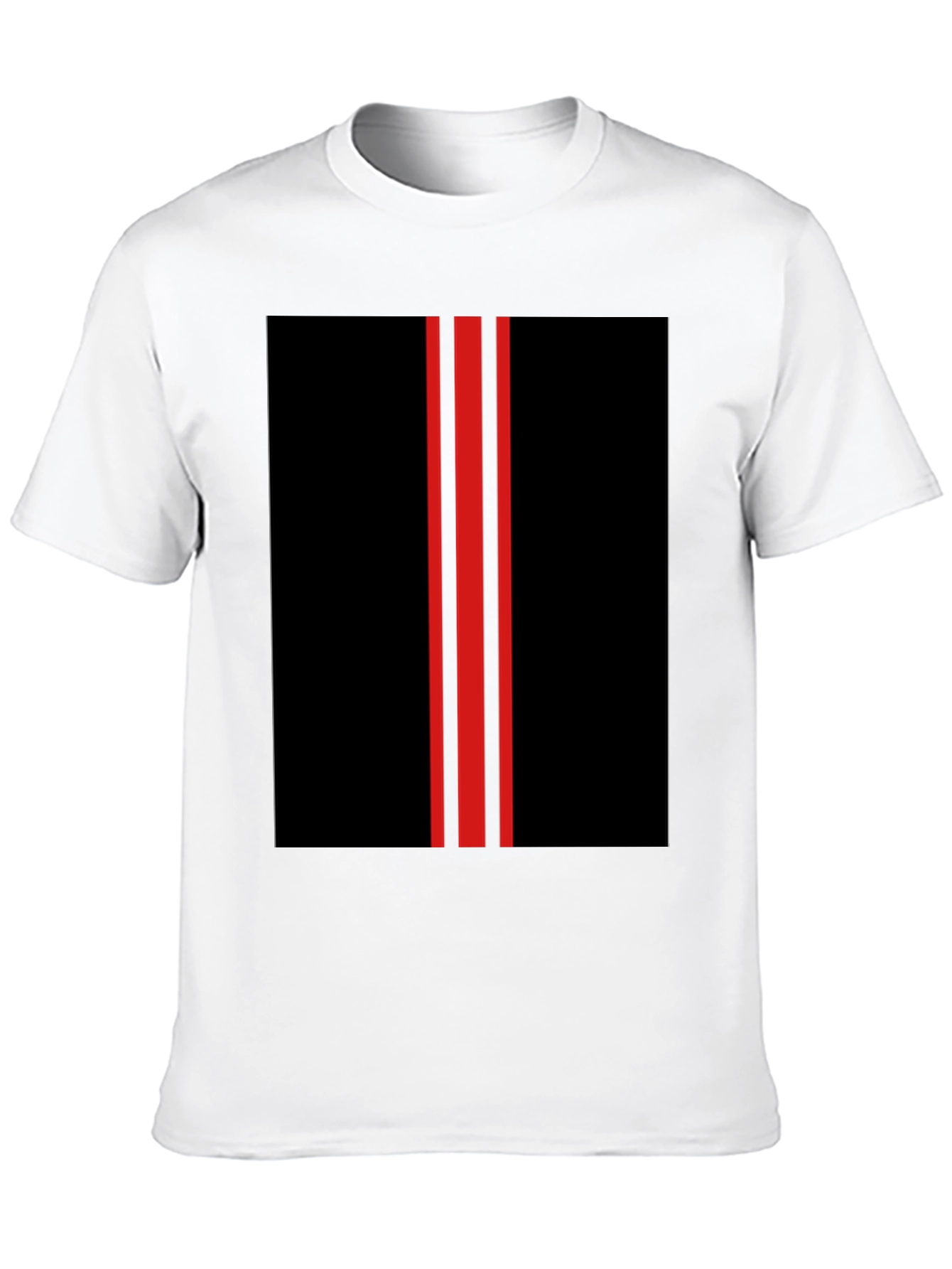 Black Black T-Shirt with Red Racing Stripes Design view 10