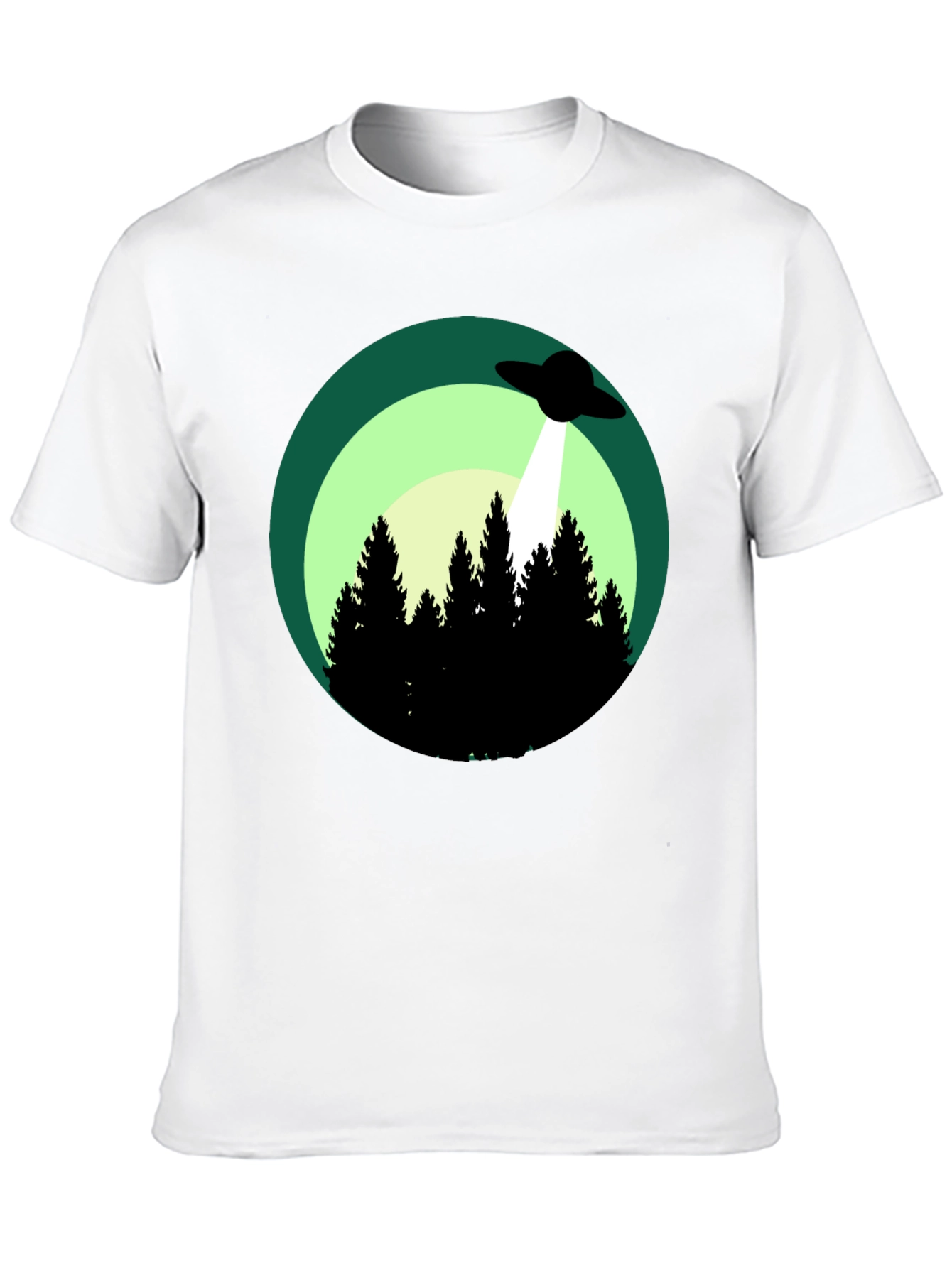 Black UFO Abduction Graphic Tee - Forest Scene Black T-Shirt view 10
