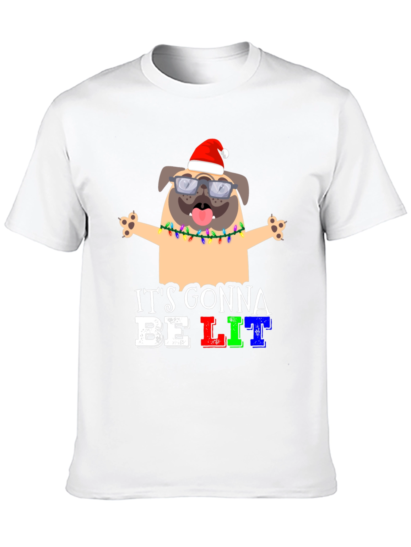 Black It's Gonna Be Lit Pug Christmas T-Shirt view 10