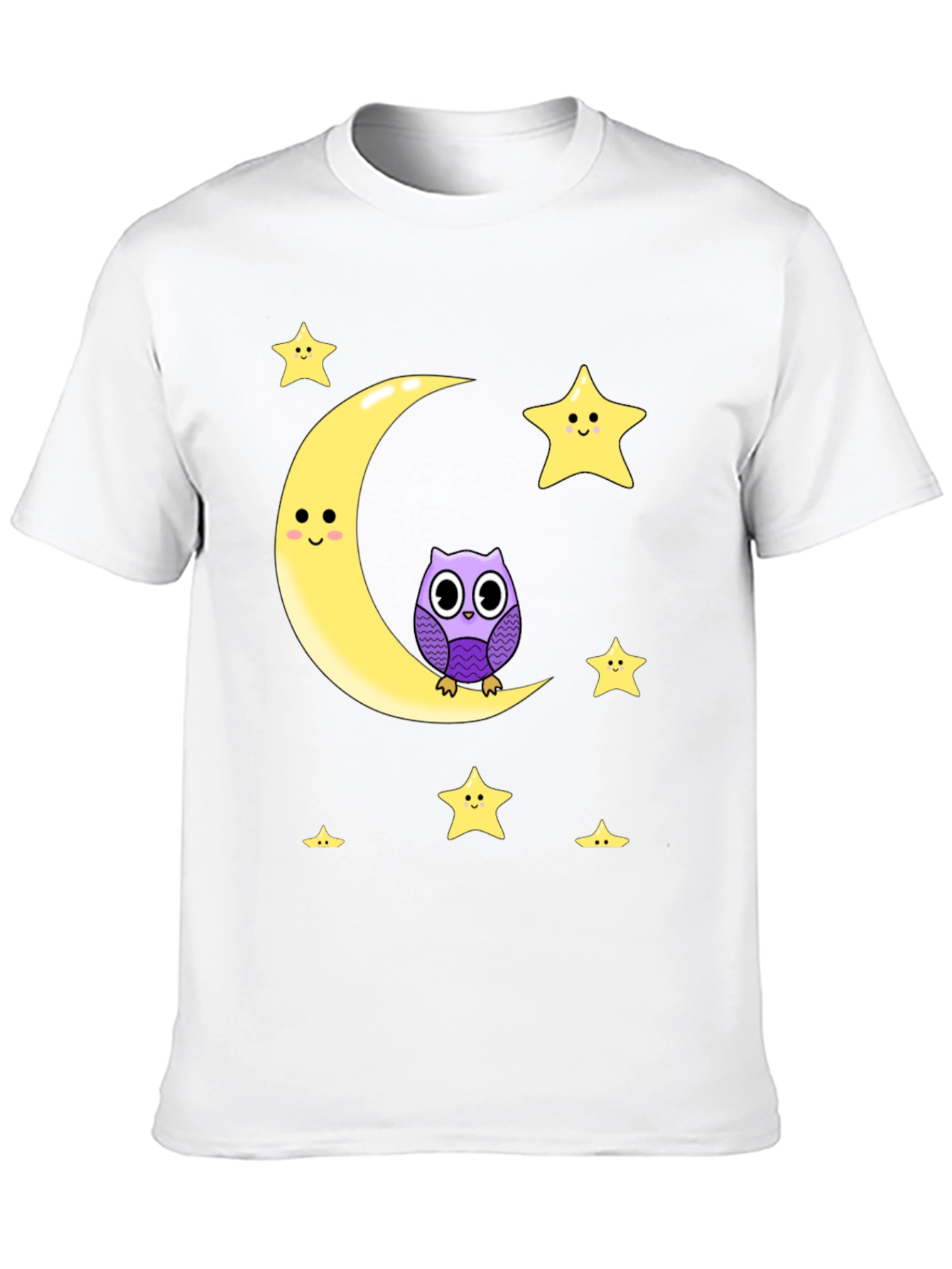Black Cute Owl on Moon Graphic T-Shirt - Black Cotton Blend view 10