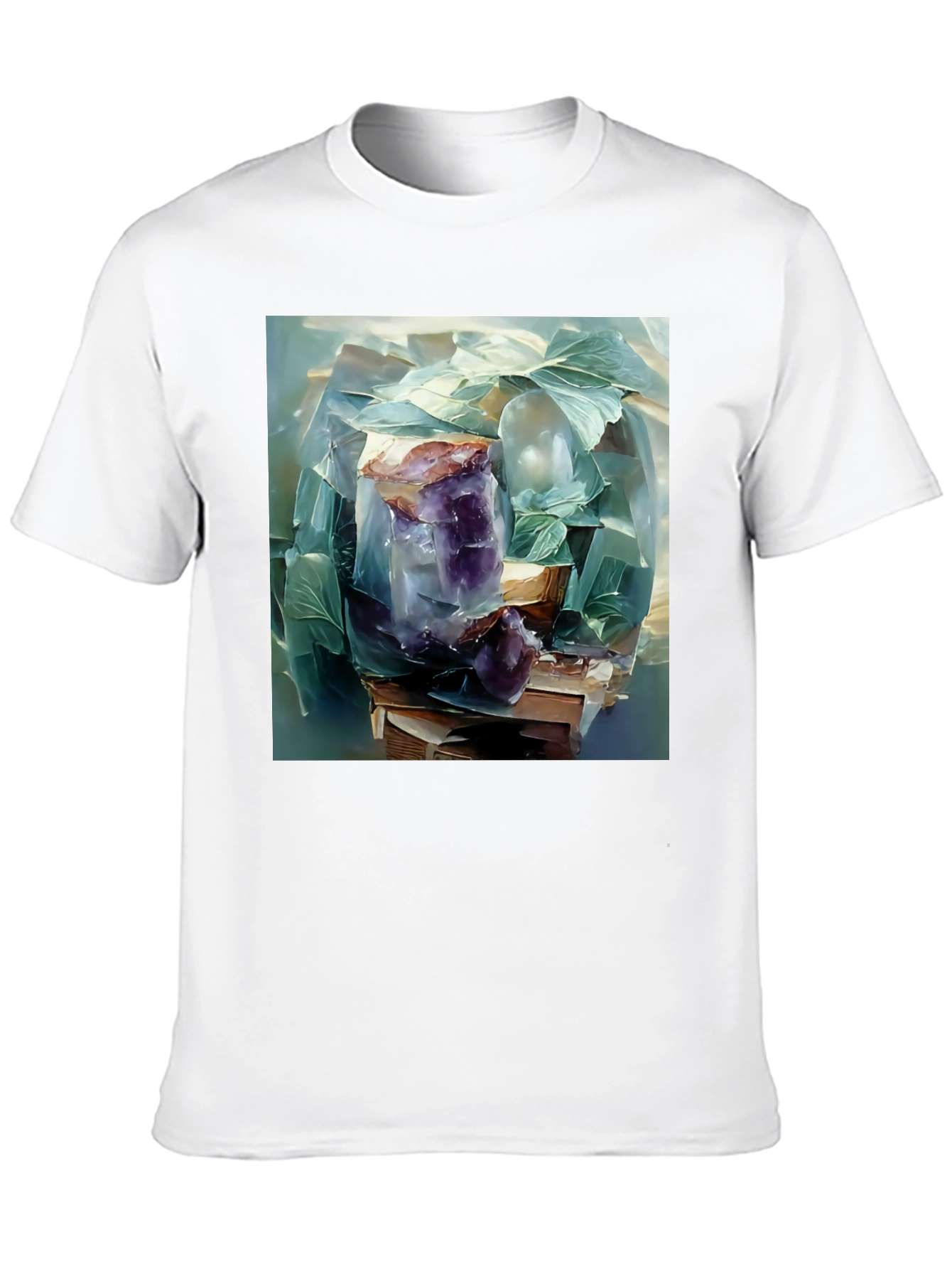 Black Amethyst Crystal Stack T-Shirt - Artistic Graphic Tee view 10