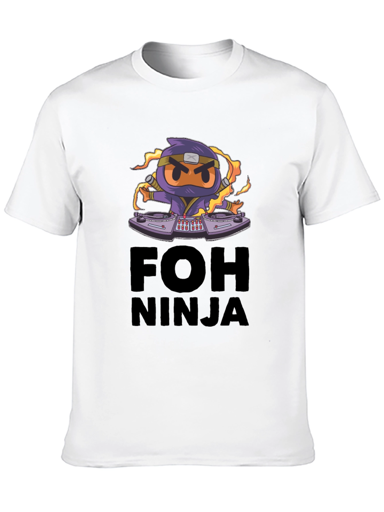 Black FOH Ninja Graphic Tee - Cool DJ Cartoon view 10