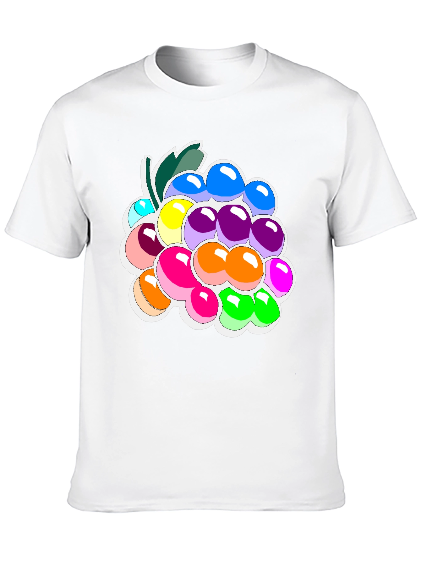Black Colorful Grapes Graphic Tee - Fruit Lover's T-Shirt view 10