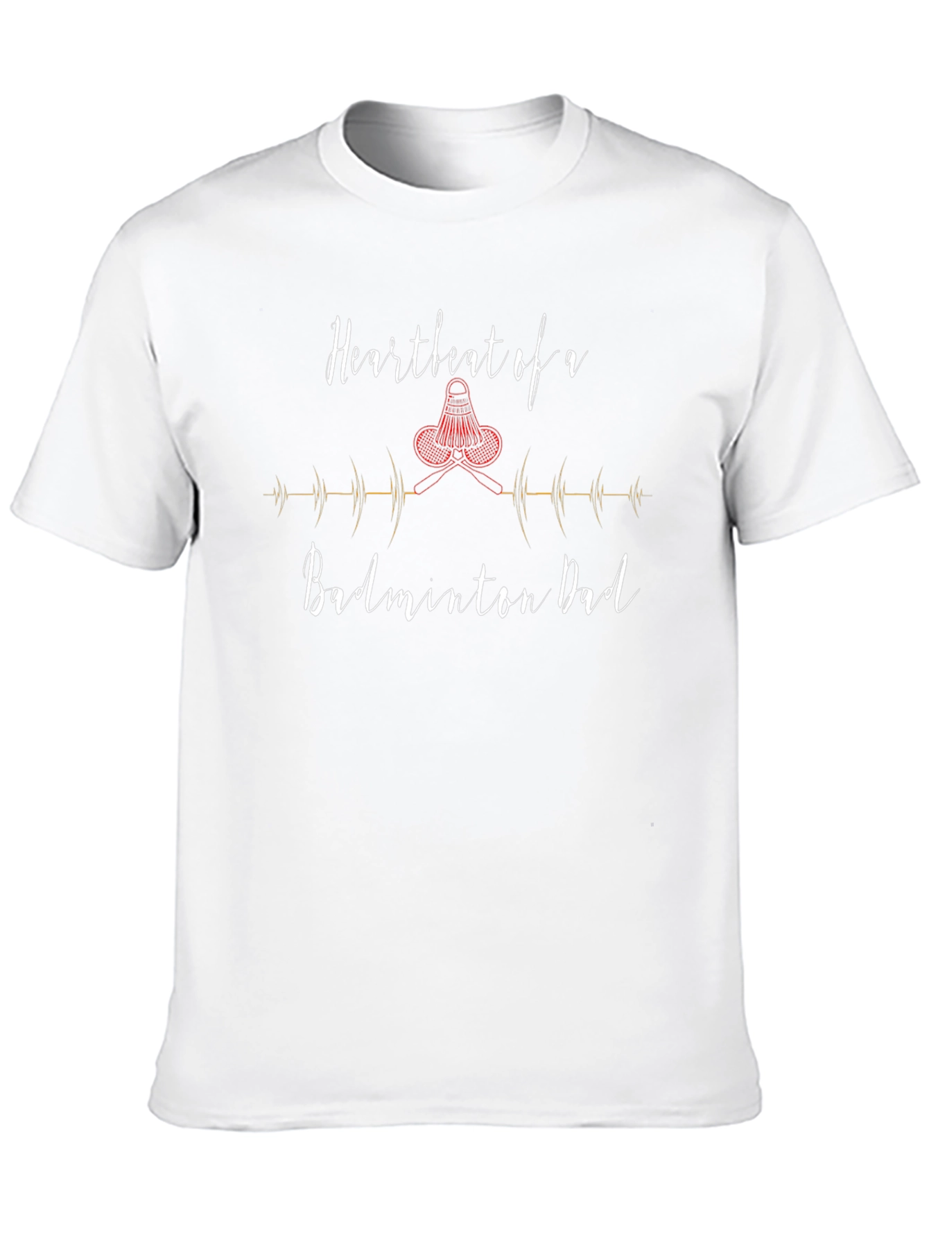 Black Badminton Dad Heartbeat T-Shirt view 10