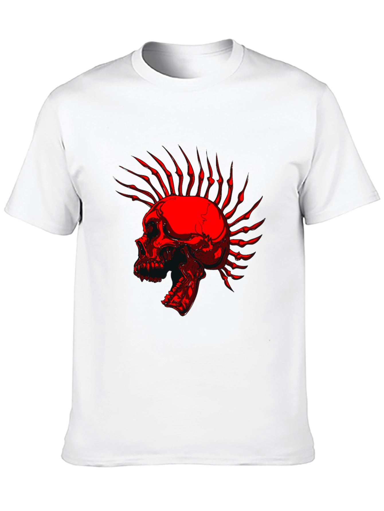 Black Skull Mohawk Graphic T-Shirt - Edgy Style view 10
