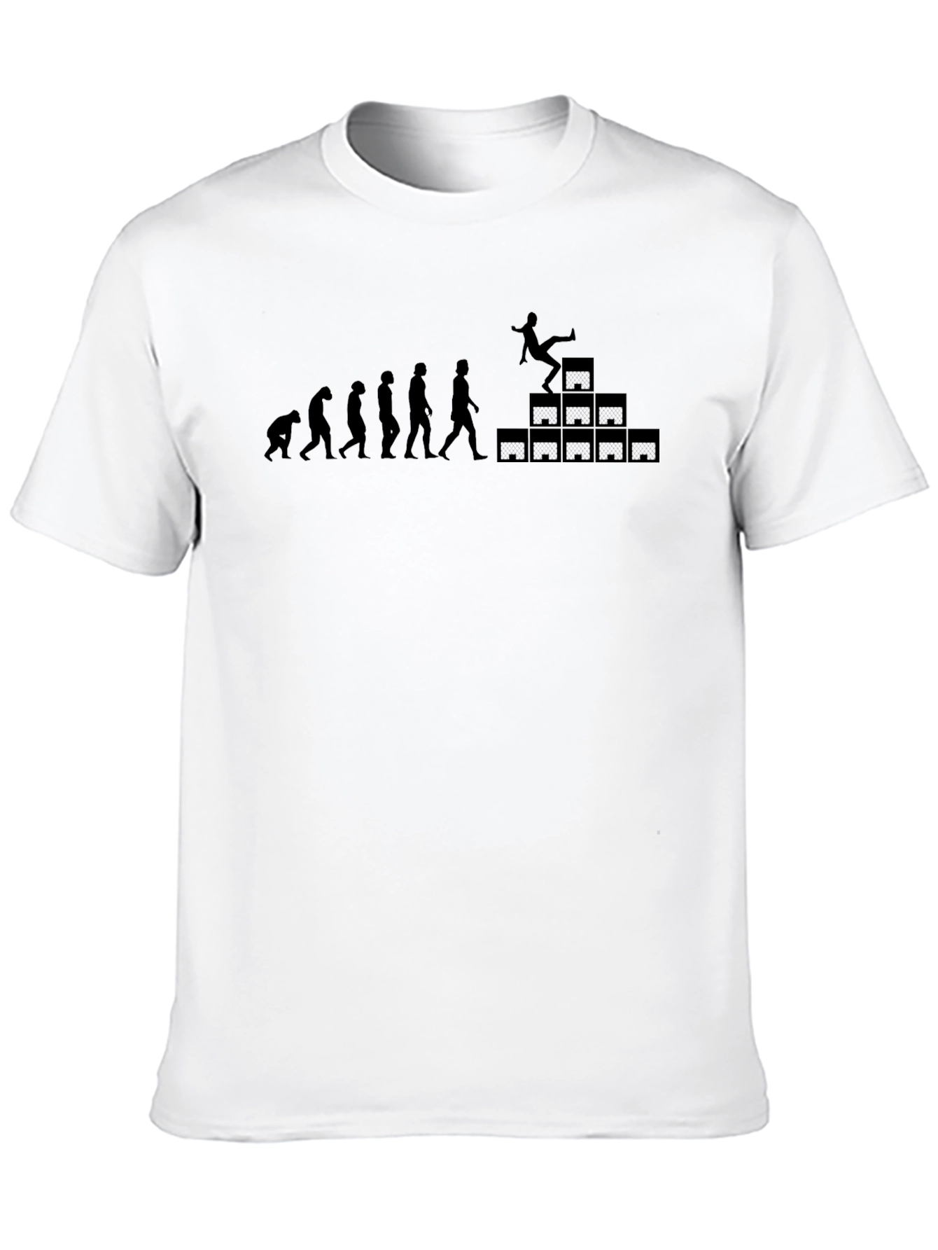 Black Evolution of Falling Off Boxes Funny T-Shirt view 10