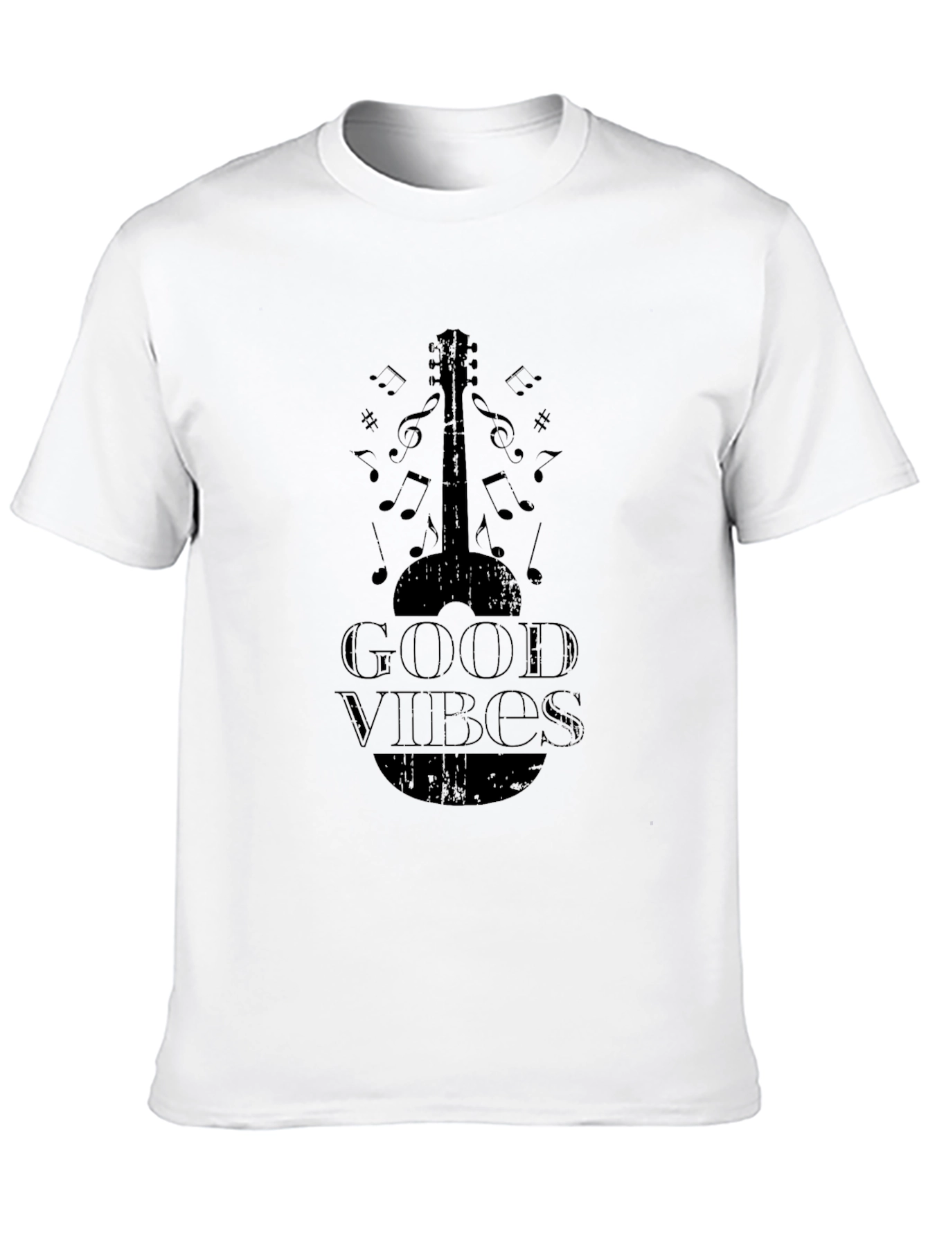Black Good Vibes Guitar Graphic Tee - Black view 10