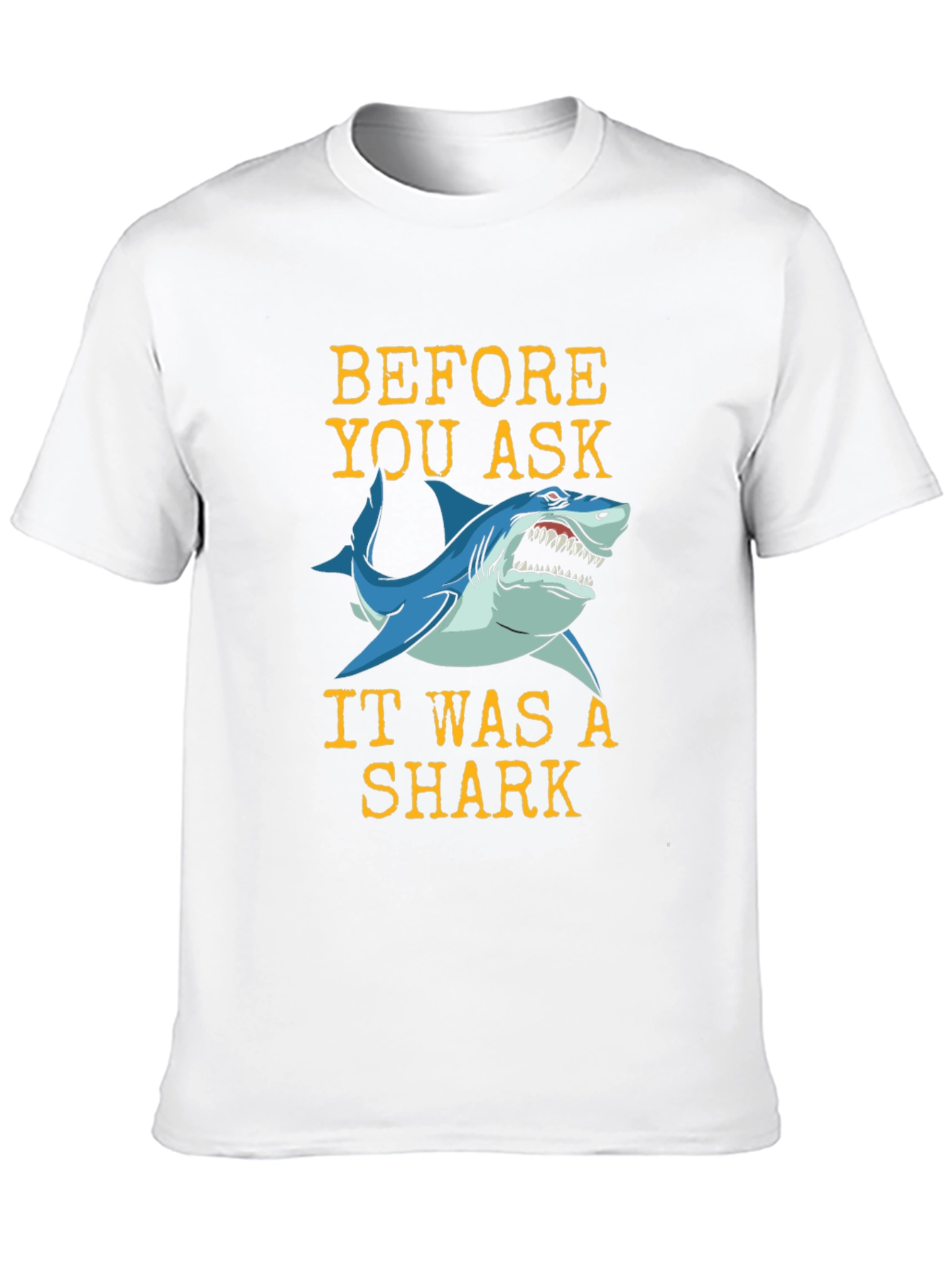 Black Funny Shark Bite T-Shirt - Before You Ask Graphic Tee view 10