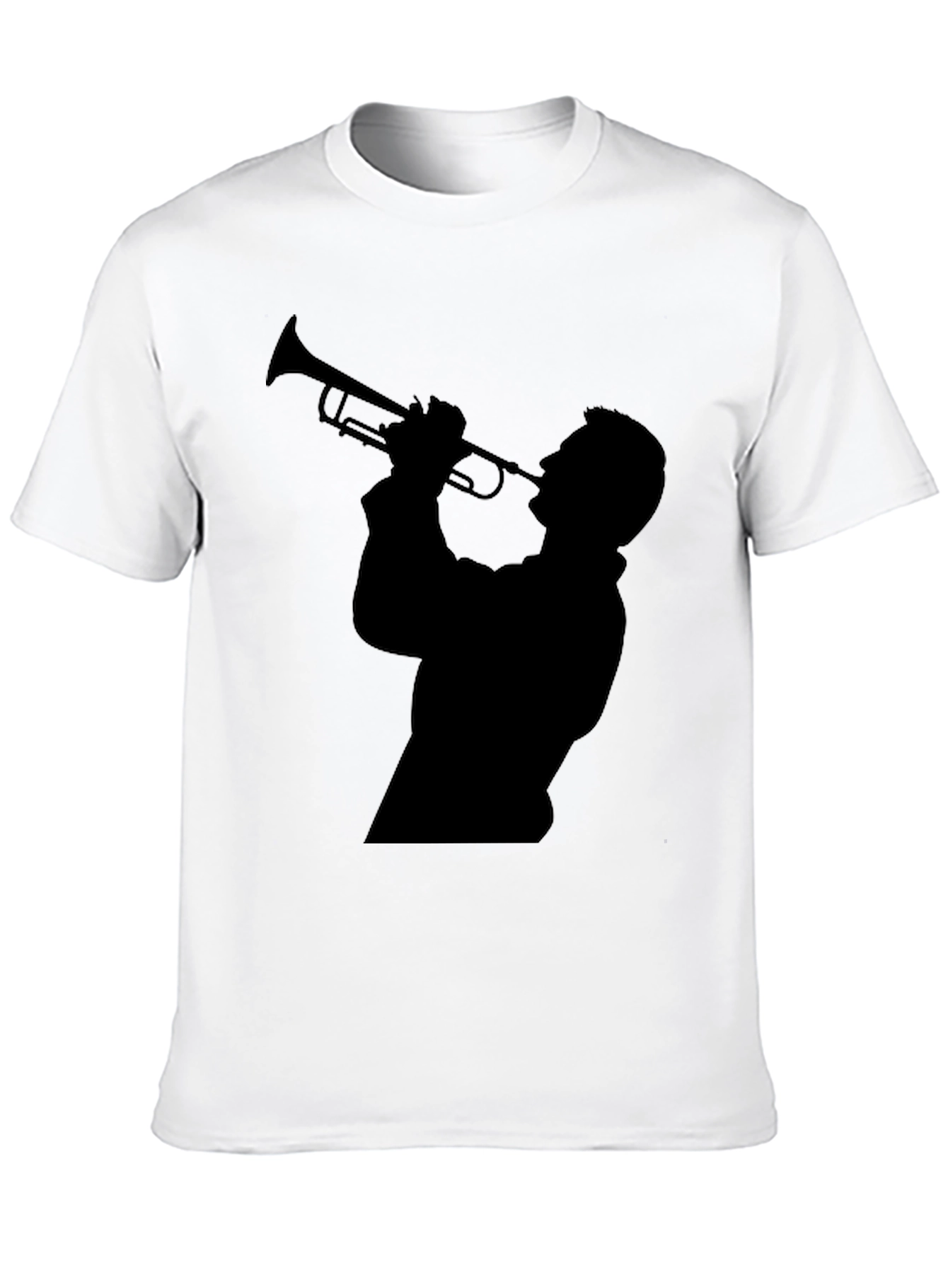 Black Trumpet Player Silhouette Black T-Shirt view 10