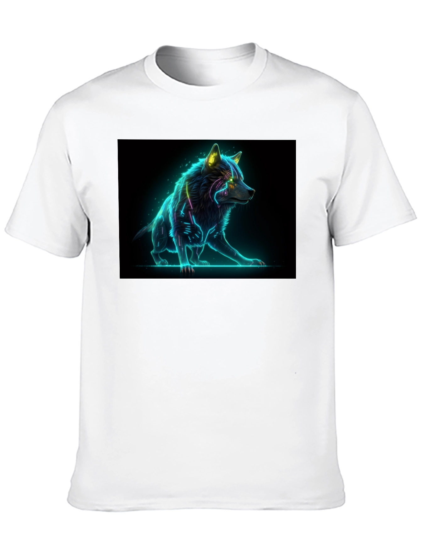 Black Cyber Wolf Graphic Tee - Black view 10