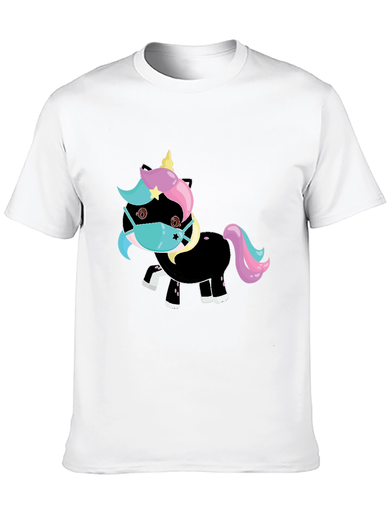 Black Unicorn Mask Black T-Shirt view 10
