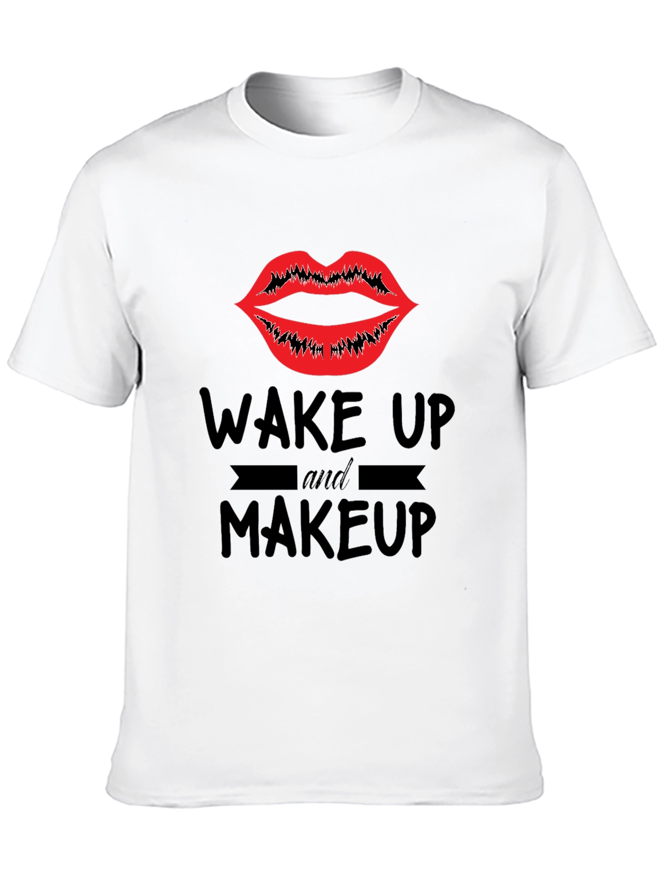 Black Wake Up & Makeup Graphic Tee - Unisex Black T-Shirt view 10