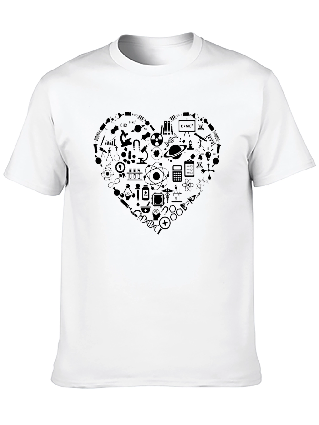 Black Science Heart Graphic Tee - Black Crew Neck T-Shirt view 10