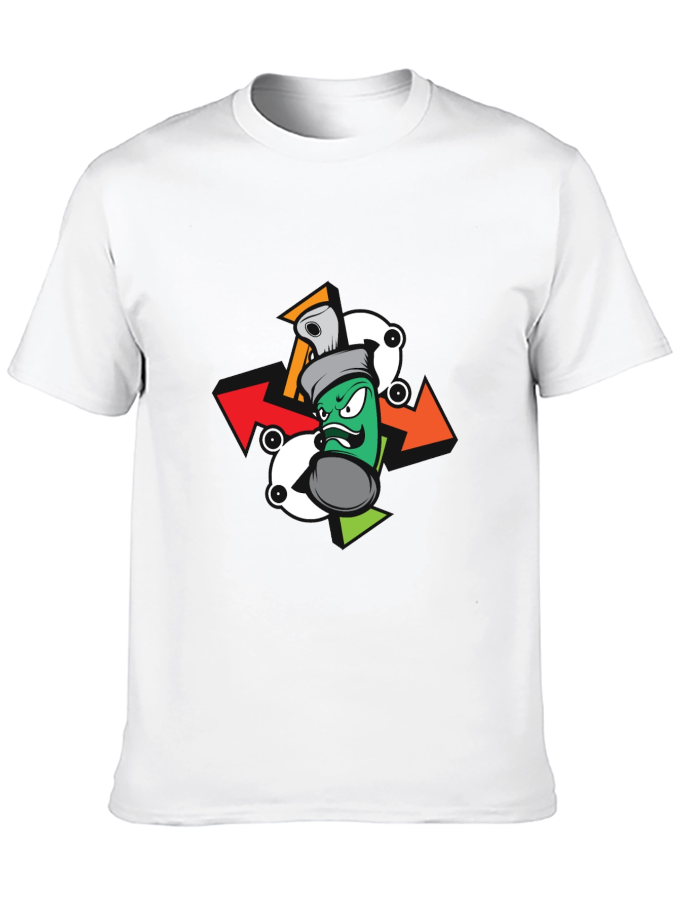 Black Cool Cartoon Spray Can Graphic Tee view 10