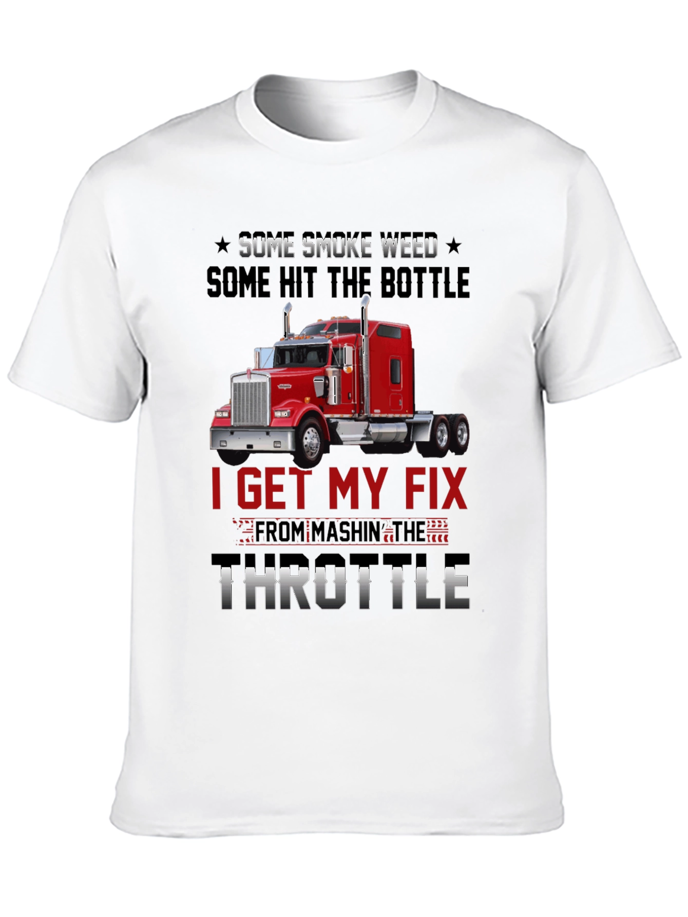 Black Trucker T-Shirt: Smoke Weed Hit Bottle Throttle Fix view 10