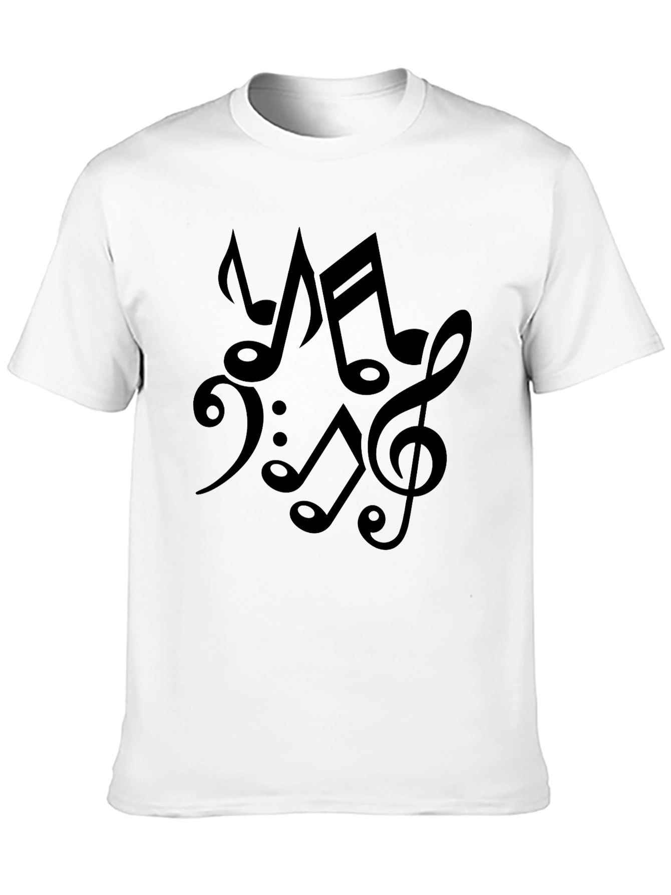 Black Musical Notes Black Cotton T-Shirt view 10