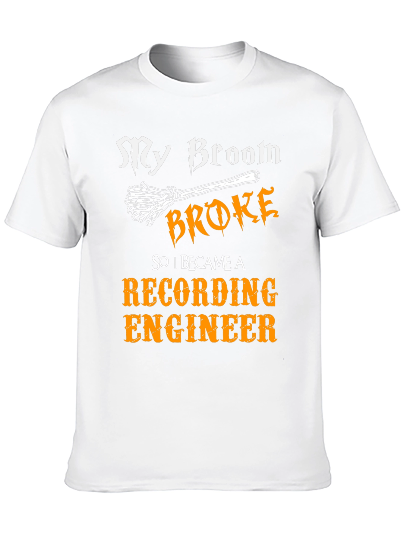 Black Funny Recording Engineer T-Shirt - My Broom Broke view 10
