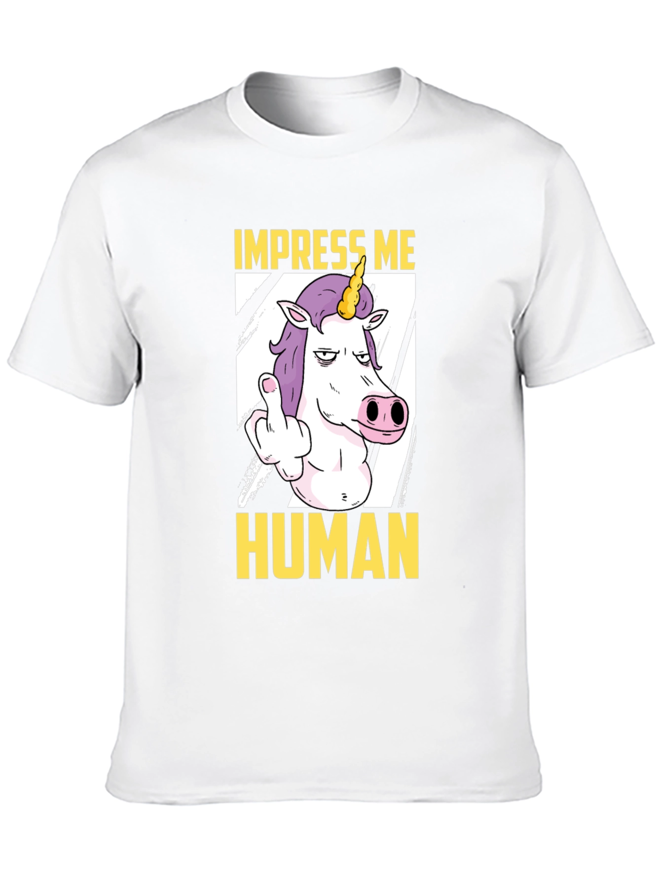 Black Impress Me Human Unicorn Graphic Tee - Funny T-Shirt view 10