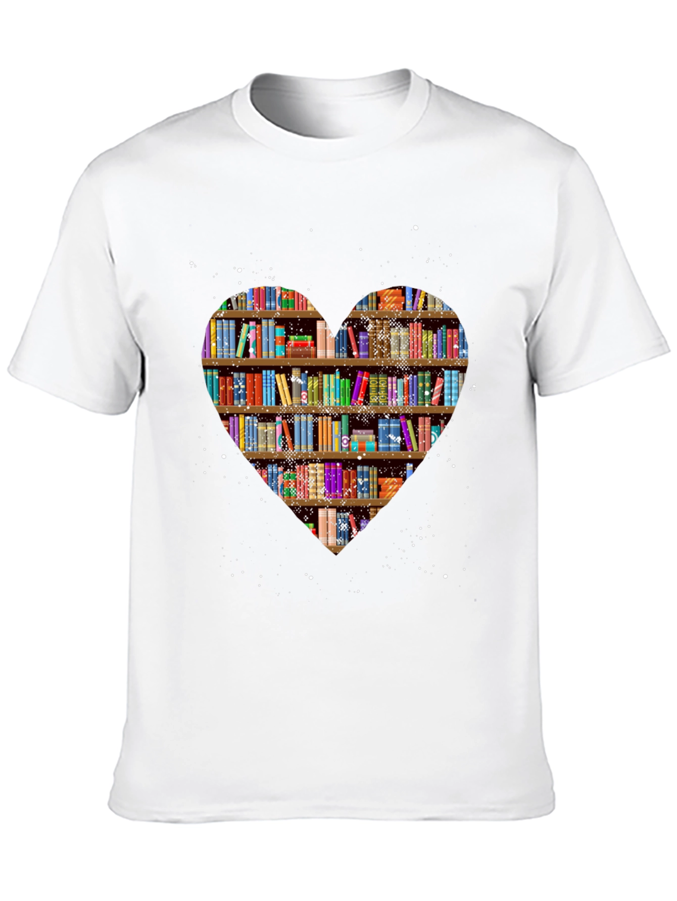 Black Book Lover Heart Bookshelf T-Shirt - Black view 10