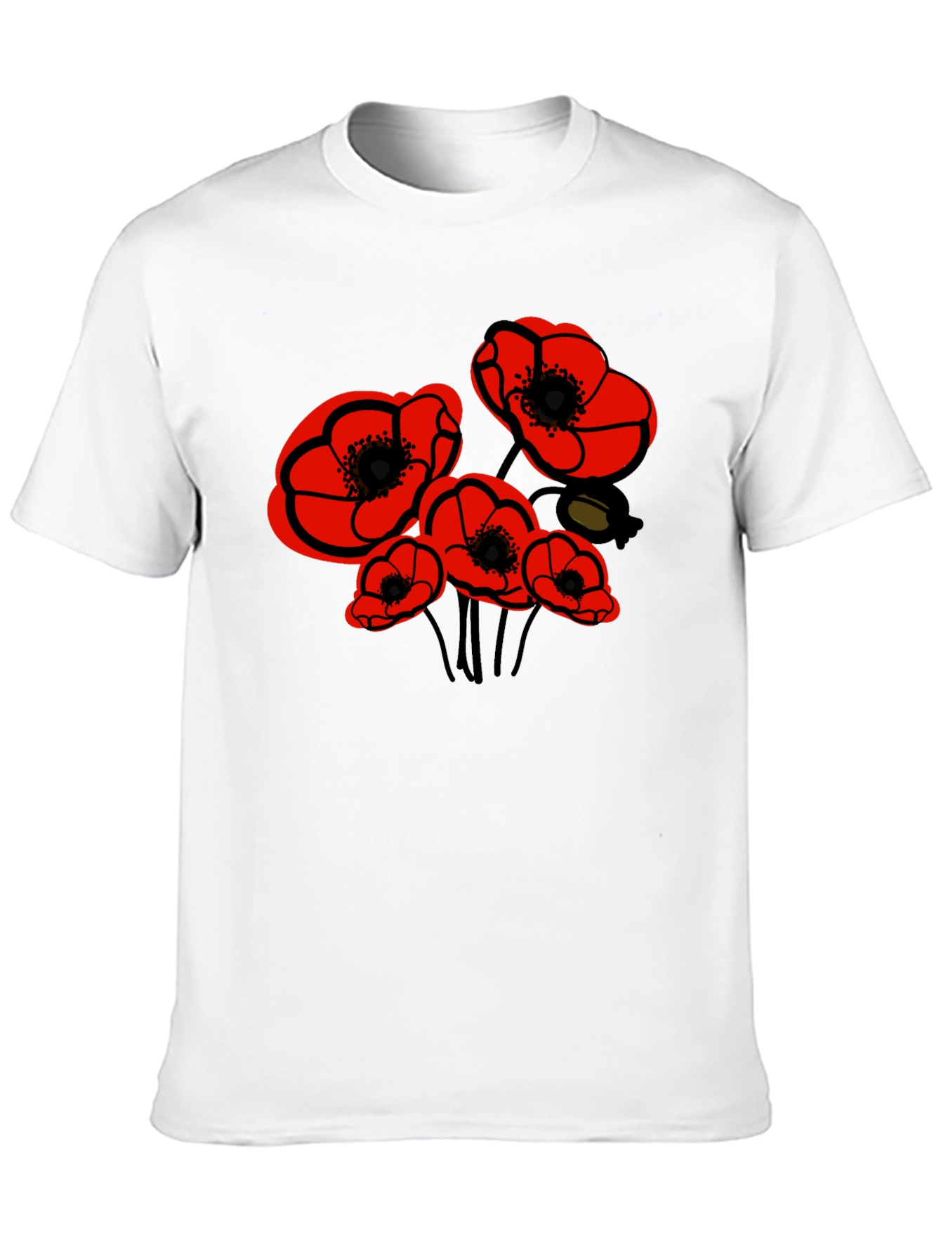 Black Floral Poppy Graphic Tee - Black view 10