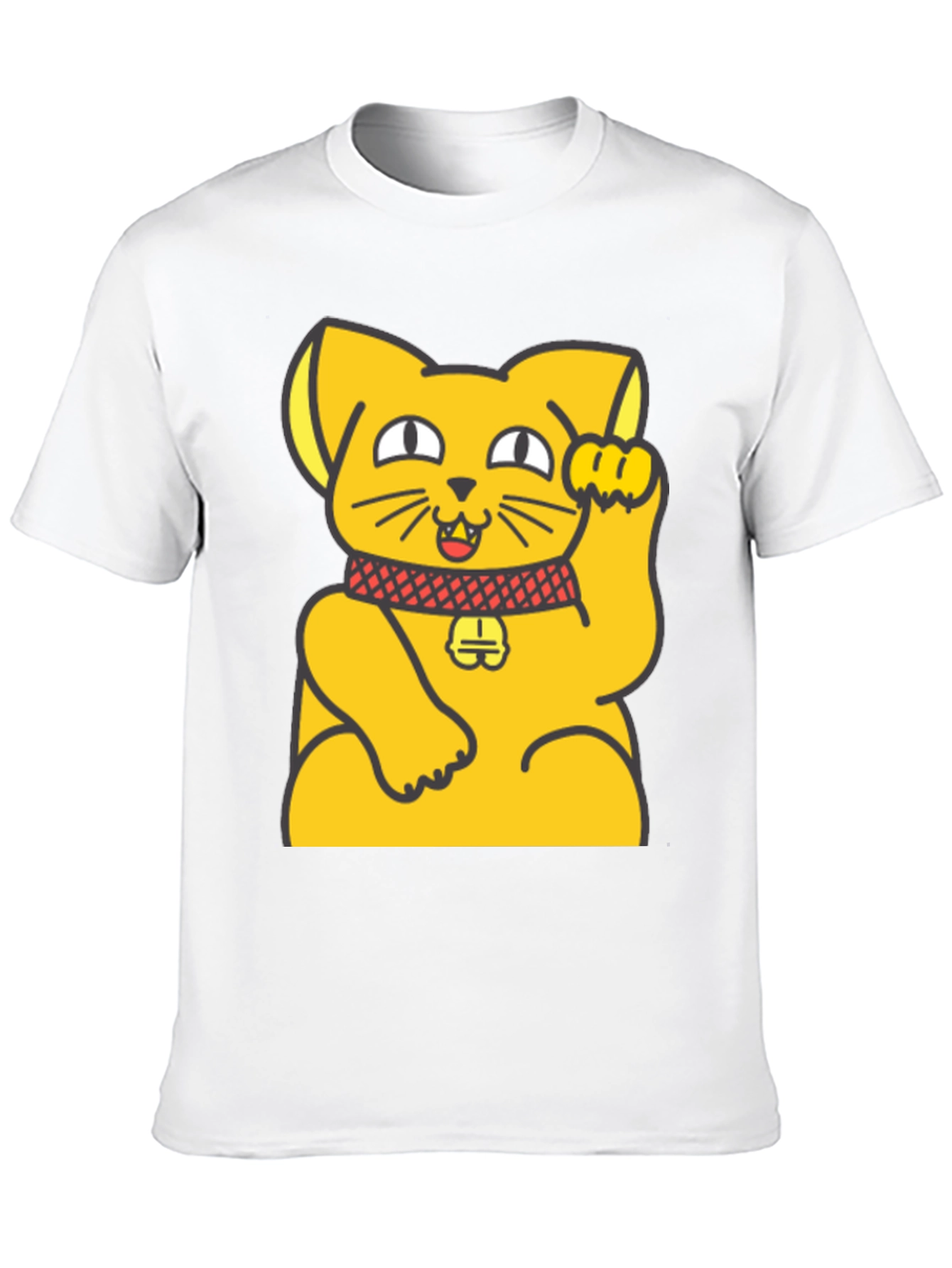 Black Lucky Cat Graphic T-Shirt - Unisex Black Cotton Tee view 10