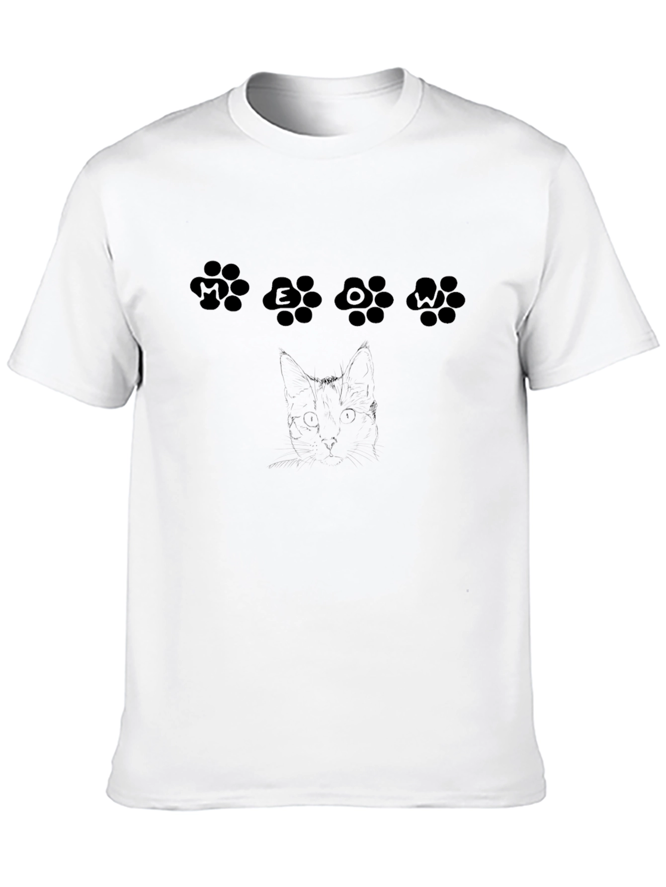 Black MEOW Cat Paw Print Graphic Tee - Black view 10