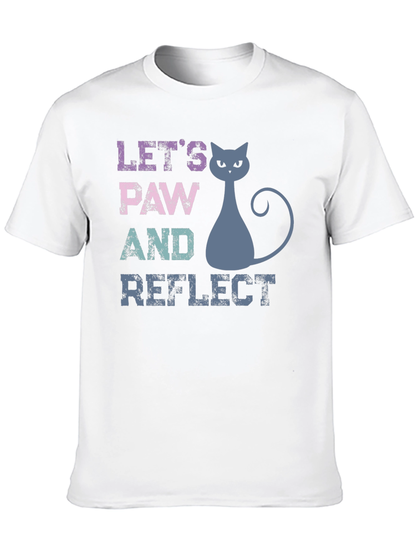 Black Let's Paw and Reflect Cat T-Shirt view 10