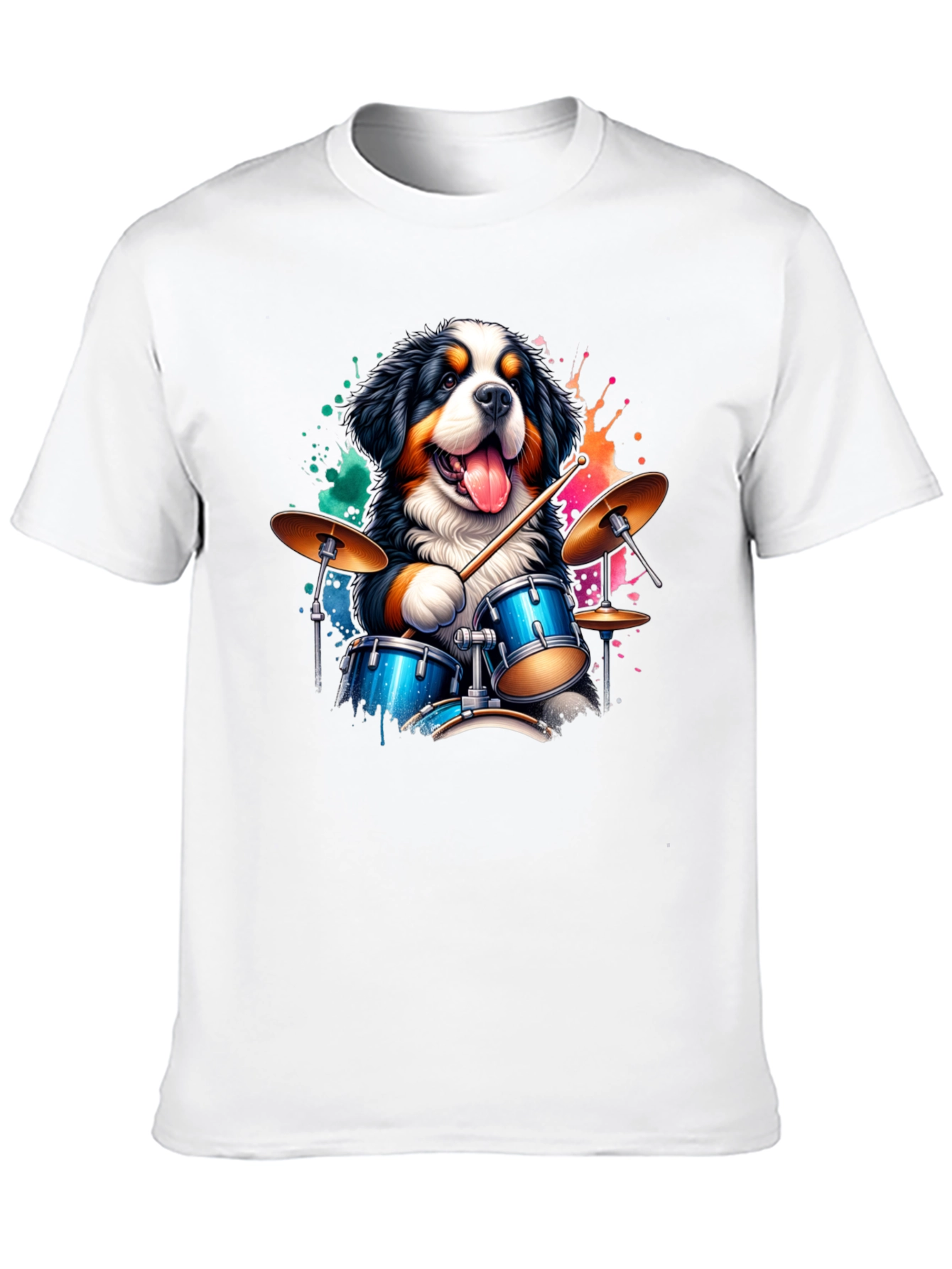Black Drummer Dog Graphic Tee - Black Cotton T-Shirt view 10
