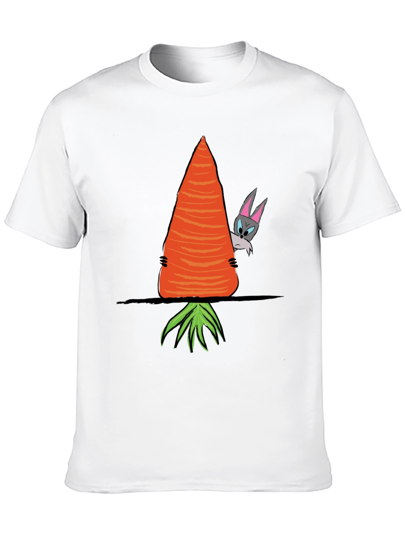 Black Funny Rabbit Peek-a-Boo Carrot Graphic Tee view 10