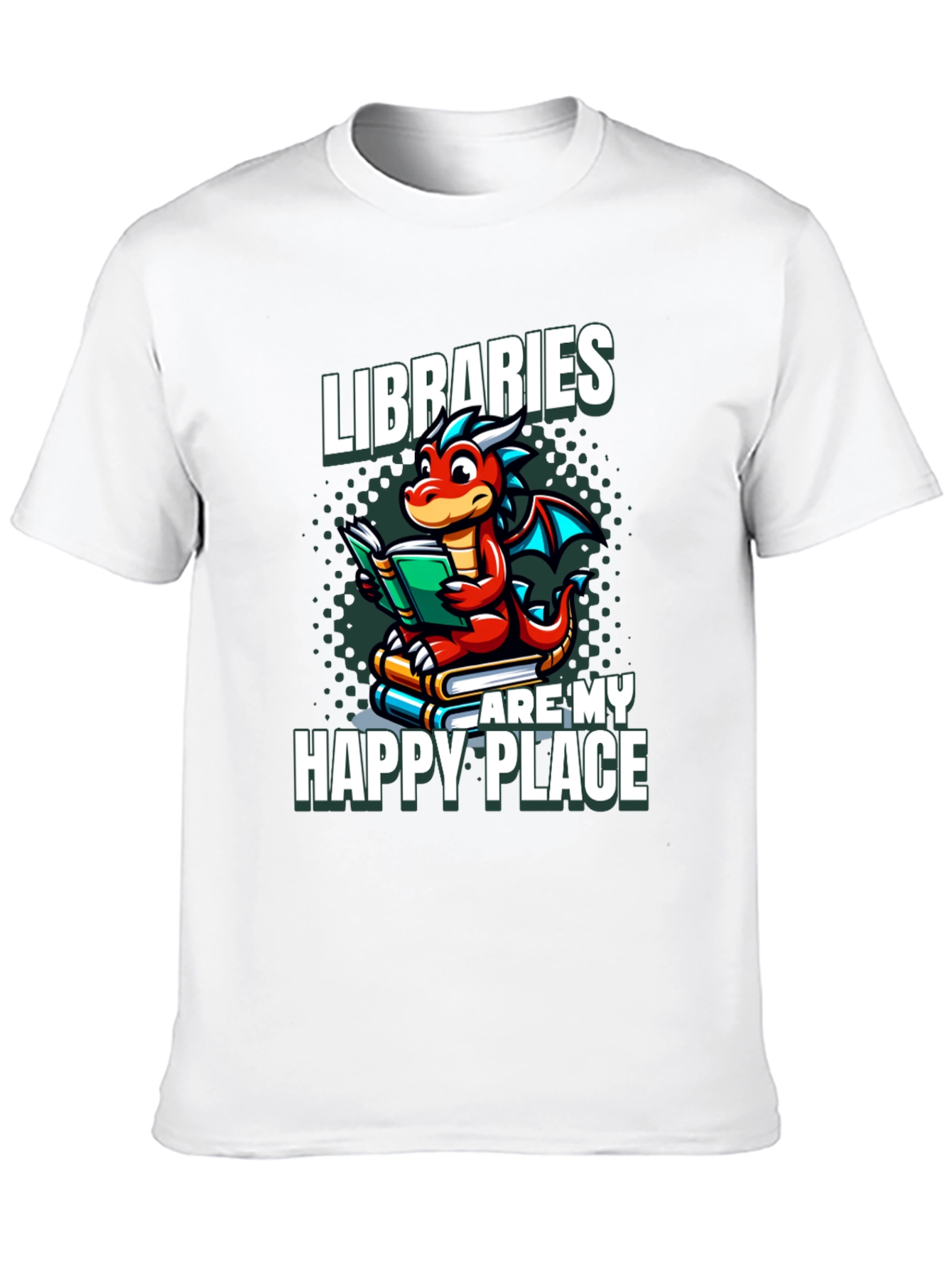 Black Libraries Are My Happy Place Dragon Reading Book T-Shirt view 10