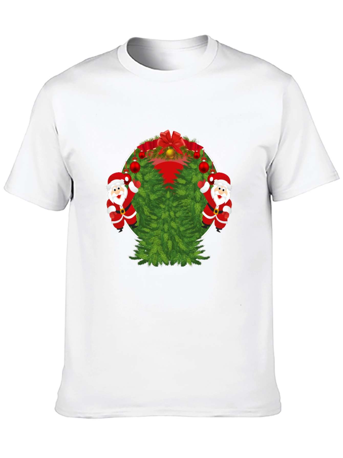 Black Festive Christmas Tree & Santa T-Shirt view 10