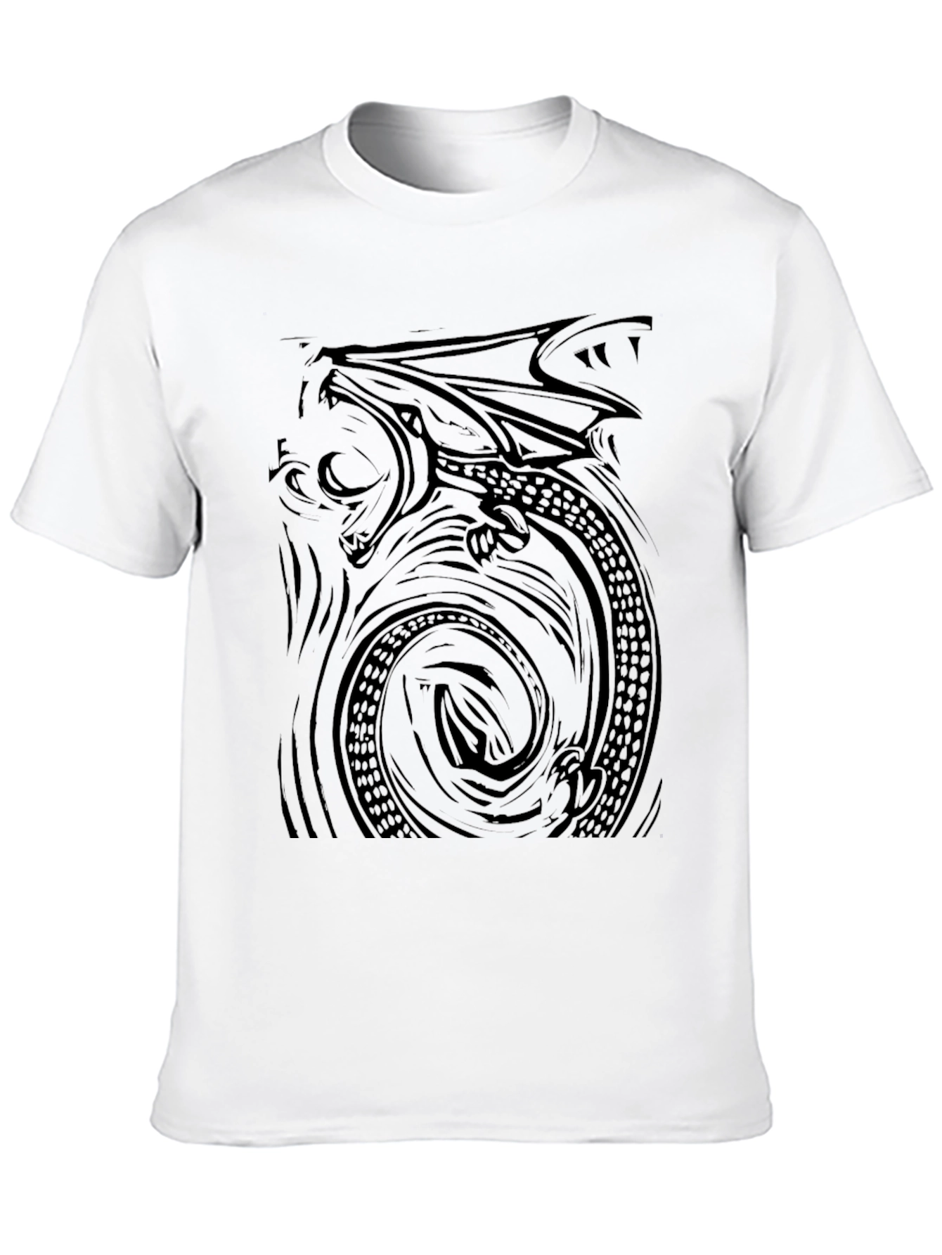 Black Men's Black Dragon Graphic T-Shirt view 10
