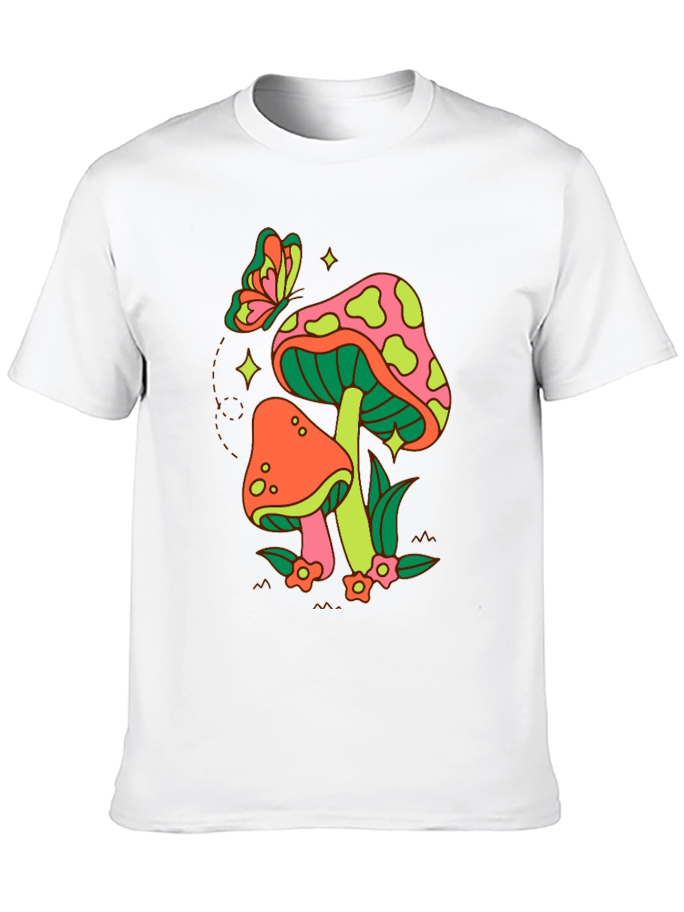 Black Groovy Mushroom & Butterfly Graphic Tee view 10