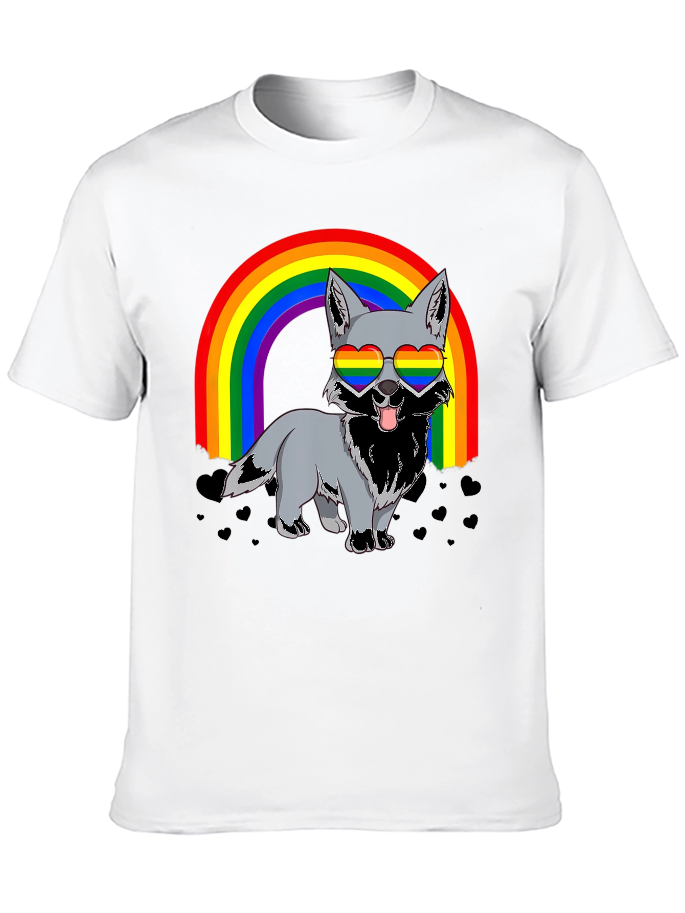 Black Rainbow Wolf Graphic T-Shirt - Pride Apparel view 10