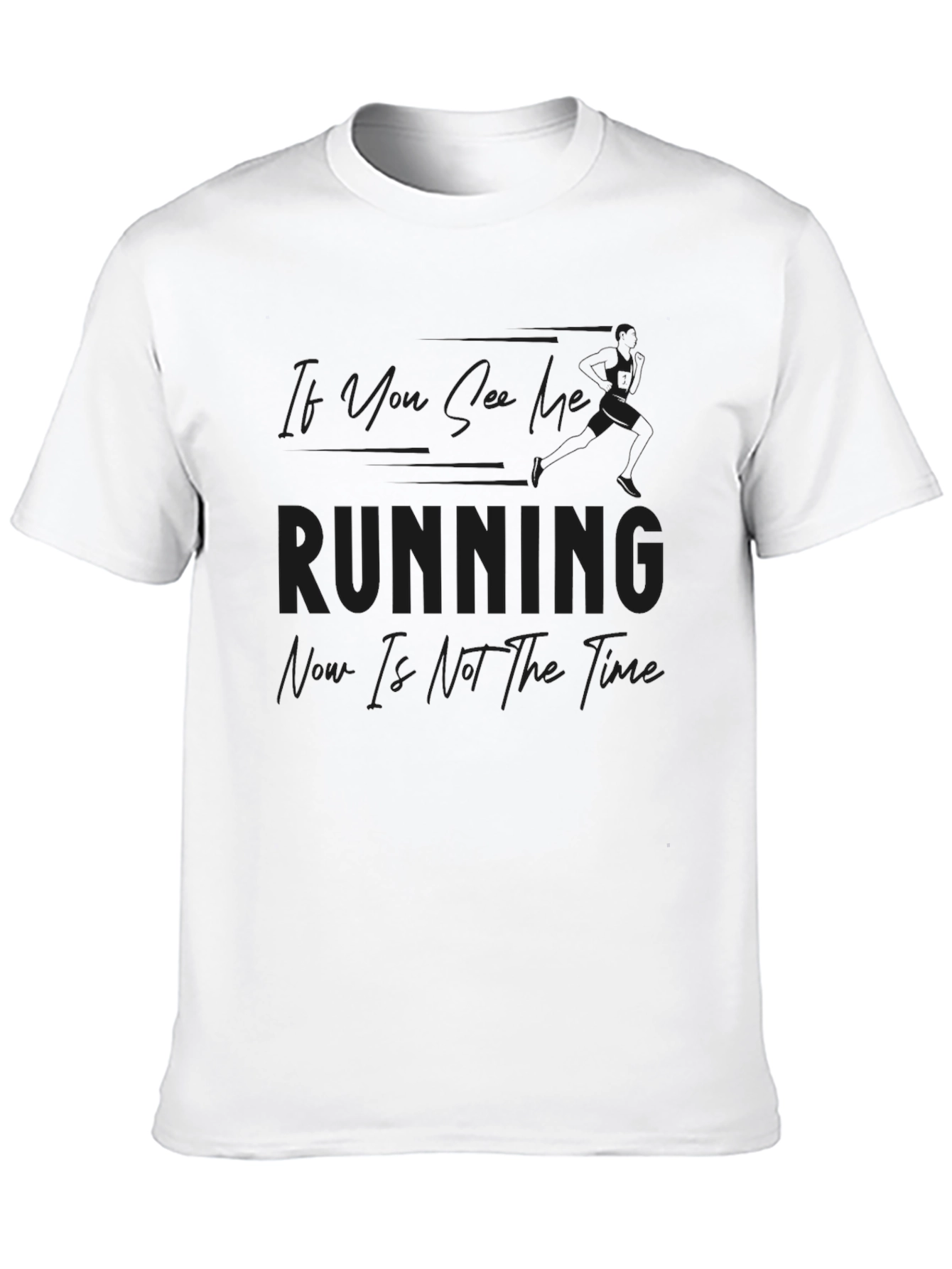 Black Funny Running Graphic T-Shirt - Now is Not The Time! view 10