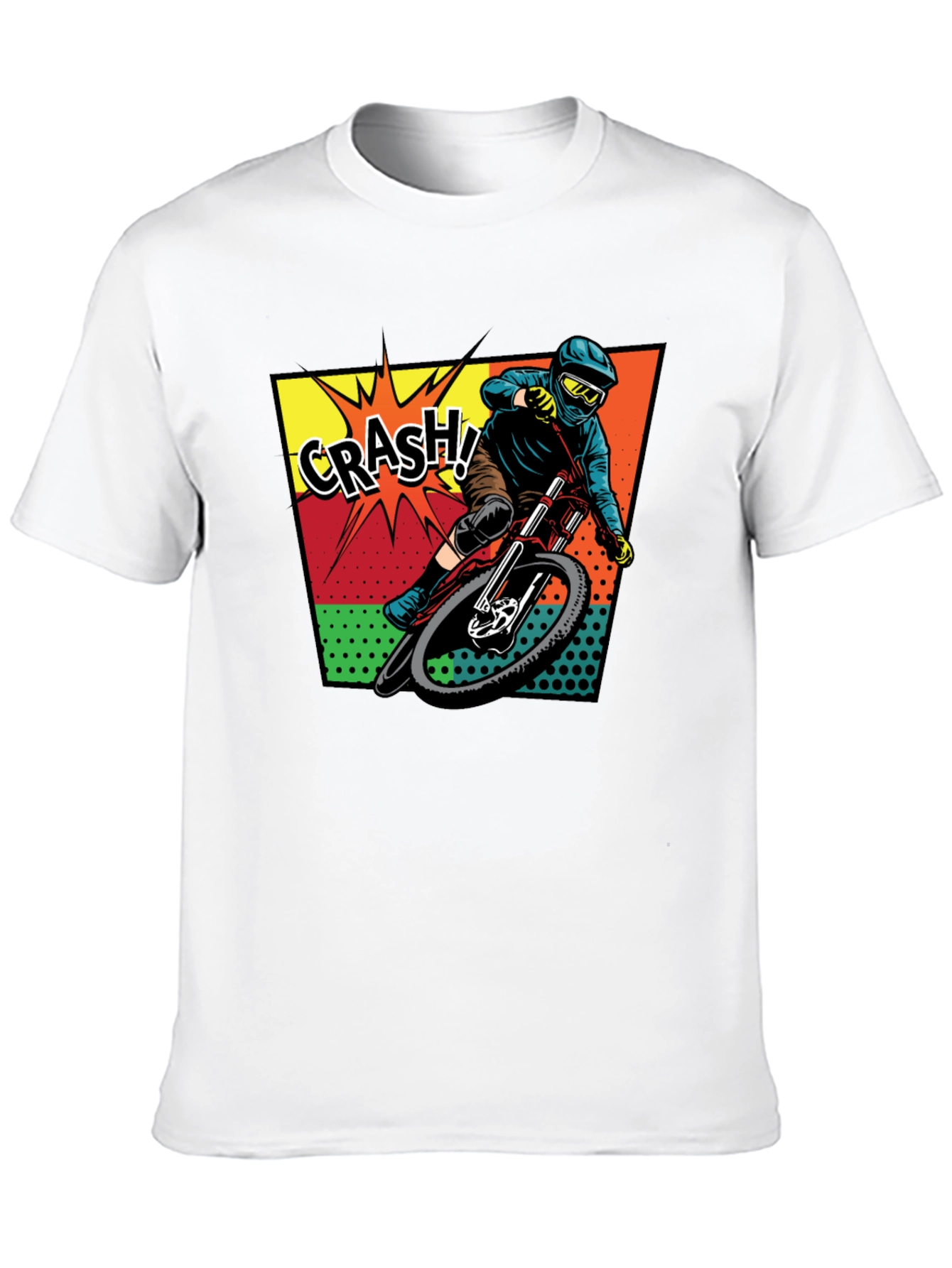 Black Men's Black Mountain Biking 'Crash!' Graphic T-Shirt view 10
