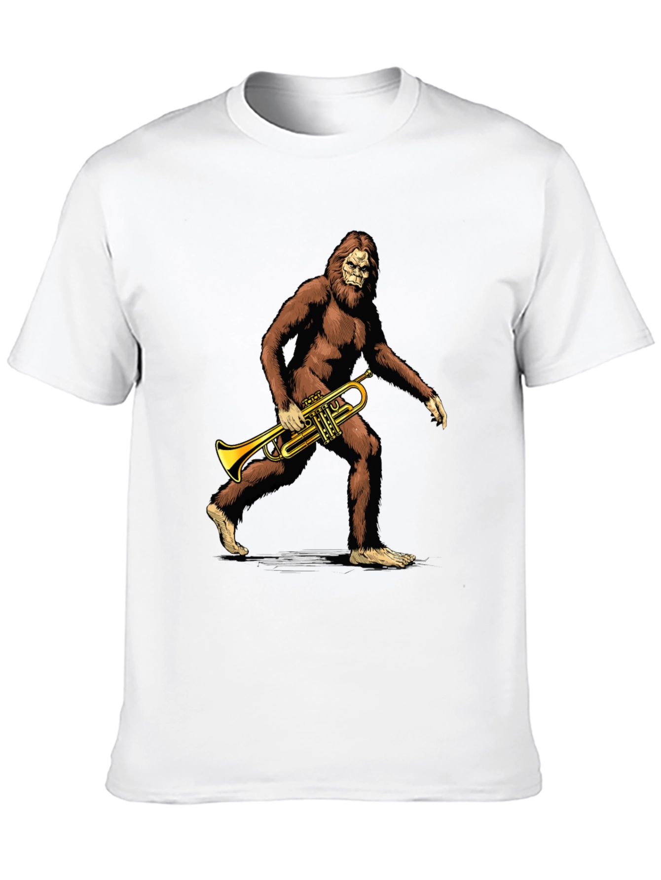 Black Bigfoot Trumpet Player Graphic T-Shirt view 10