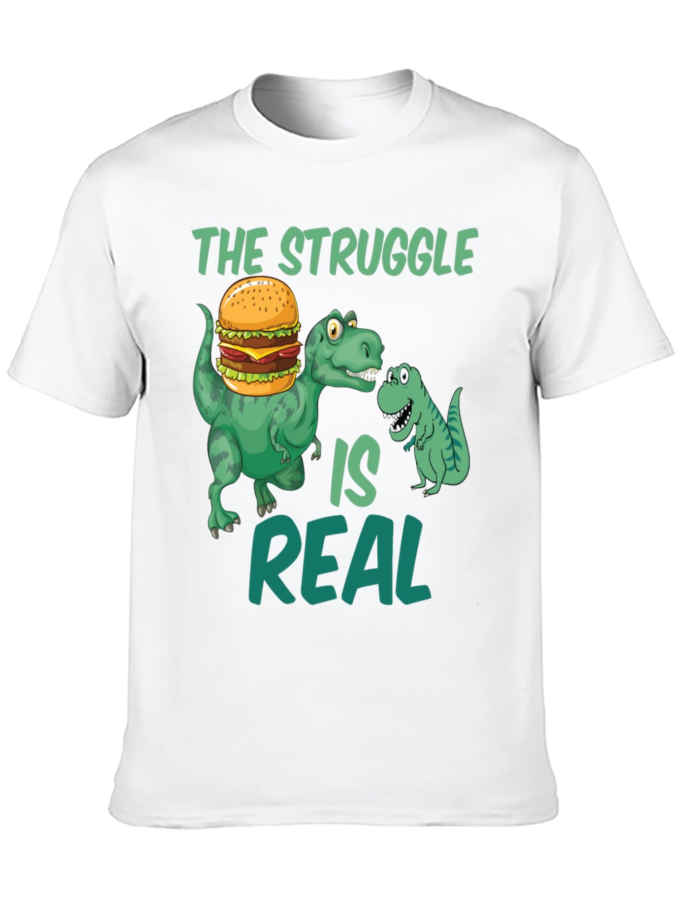 Black Dinosaur Burger T-Shirt - The Struggle Is Real Funny Tee view 10
