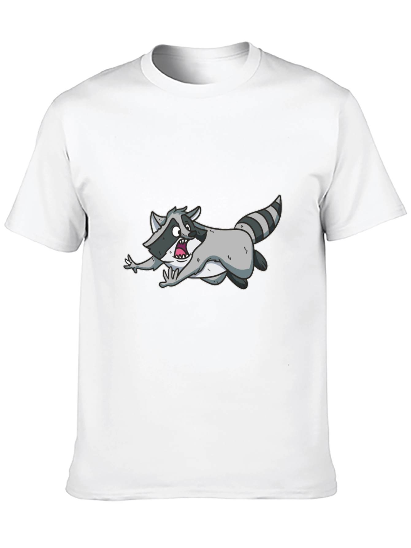 Black Funny Raccoon Cartoon Graphic Black T-Shirt view 10